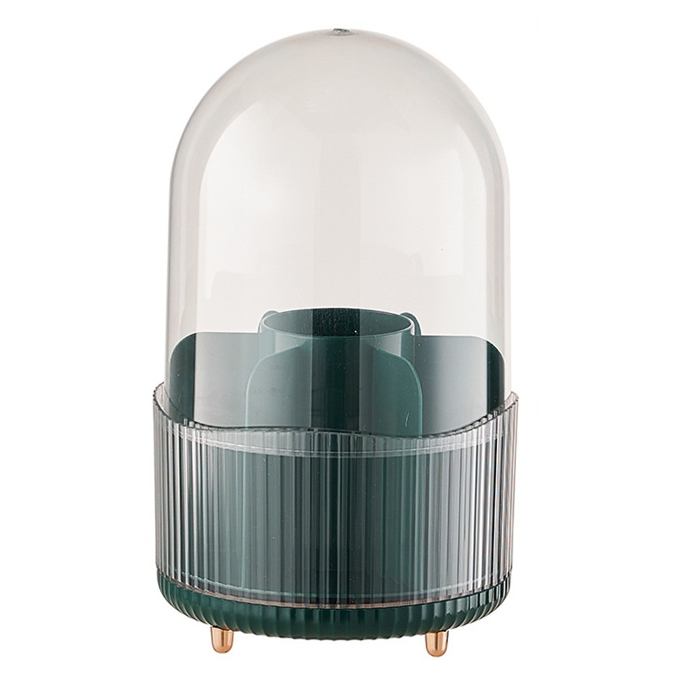 3X(Makeup Brush Holder Organizer with Lid, 360°Rotating Makeup Brush3237