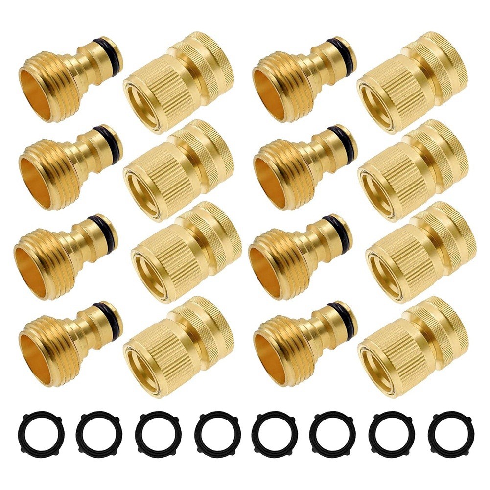 Garden Hose Connector, Yellow Solid Brass Garden Connect Kit S9S39131