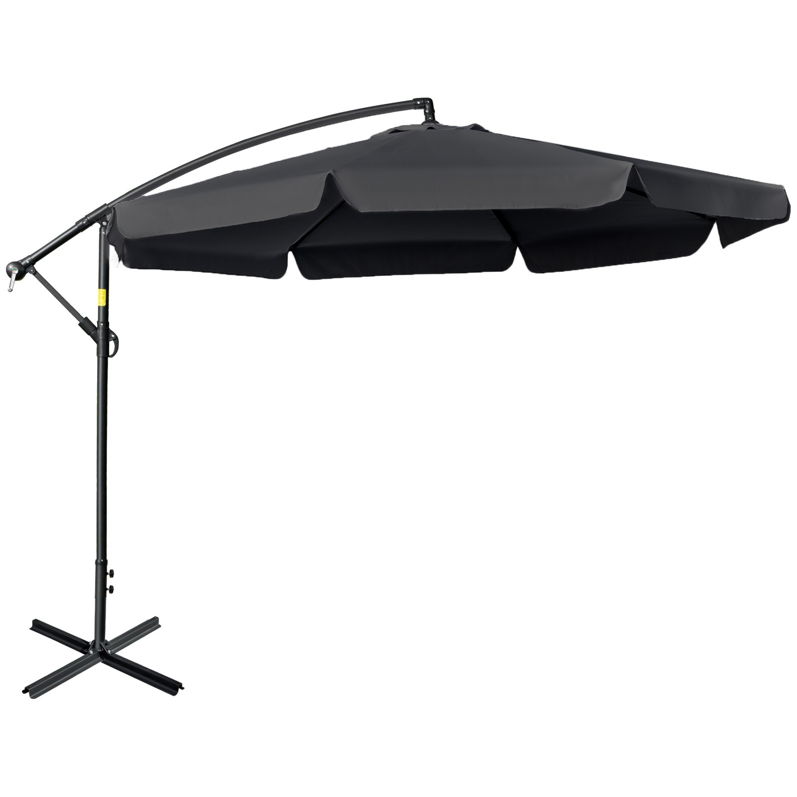 Outsunny 2.7m Garden Cantilever Banana Parasol Sun Shade w/ Crank, Black
