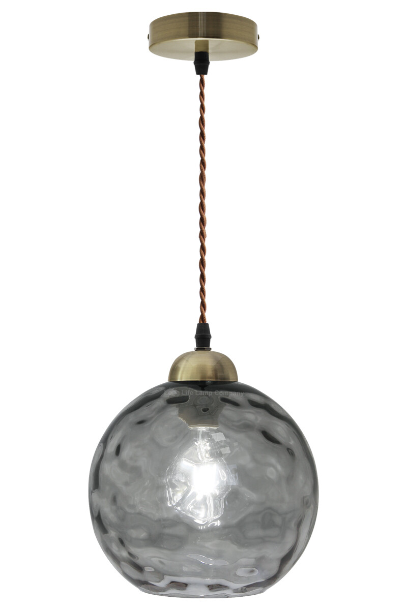 Vintage Smoked Glass Shade Ceiling Pendant Industrial Home Pub Diner Light H3005