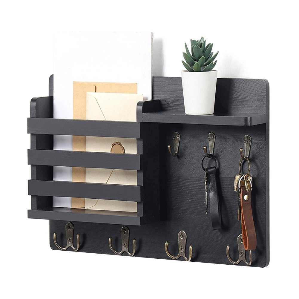 Key and Mail Holder for Wall Mail Organizer Wall Mount with Hooks Easy3715