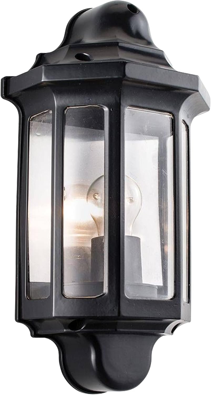 National Lighting Black Outdoor Security Lights - External Wall Light - Half La