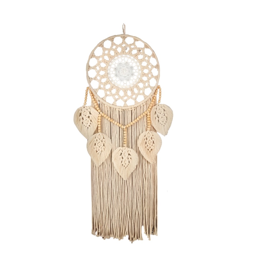 Bohemian Hand-Woven Tapestry Wooden Bead Leaf Round Tapestry Room Bedroom3790