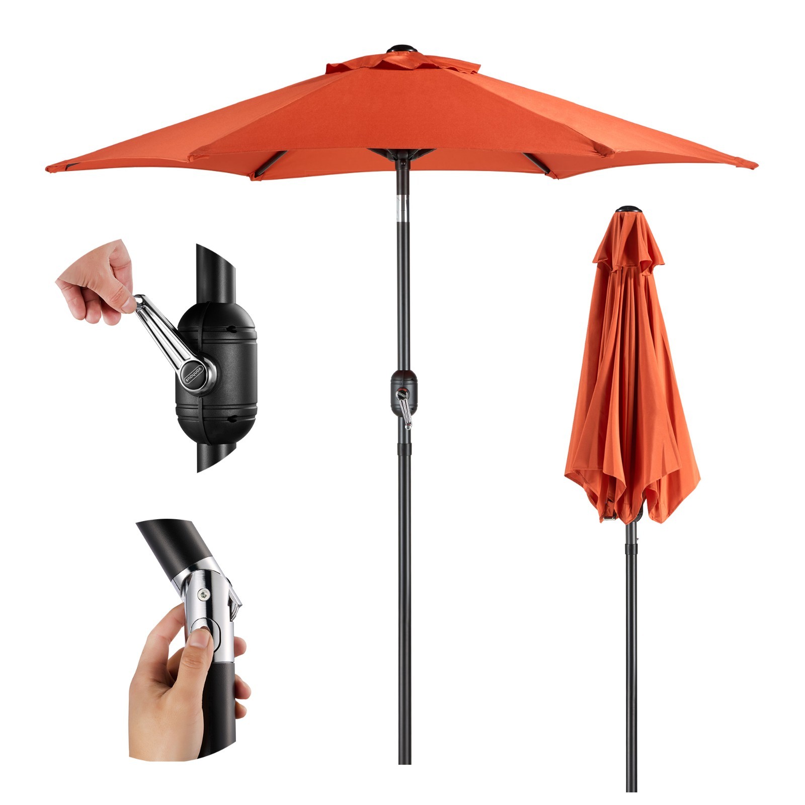VonHaus Parasol 2M Garden Umbrella Sun Shade Canopy with Crank & Tilt Function