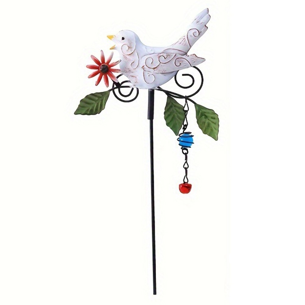 3X(1Pc Metal Bird Garden Stake Metal Bird Wind Chime with Bell Outdoor6095