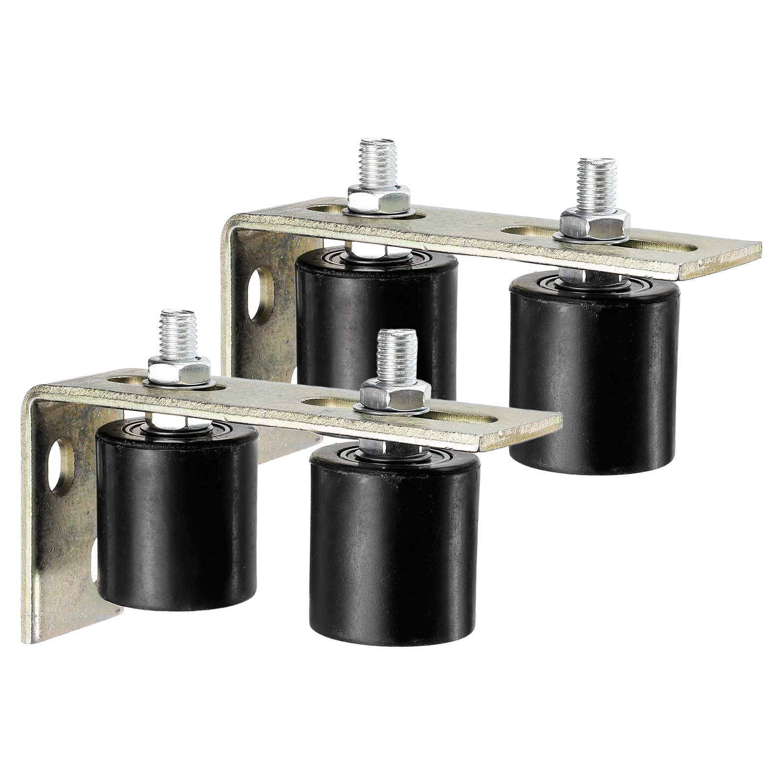 2Set Slide Gate Guide Roller, 2" Nylon Gate Support Rollers with Bracket, Black