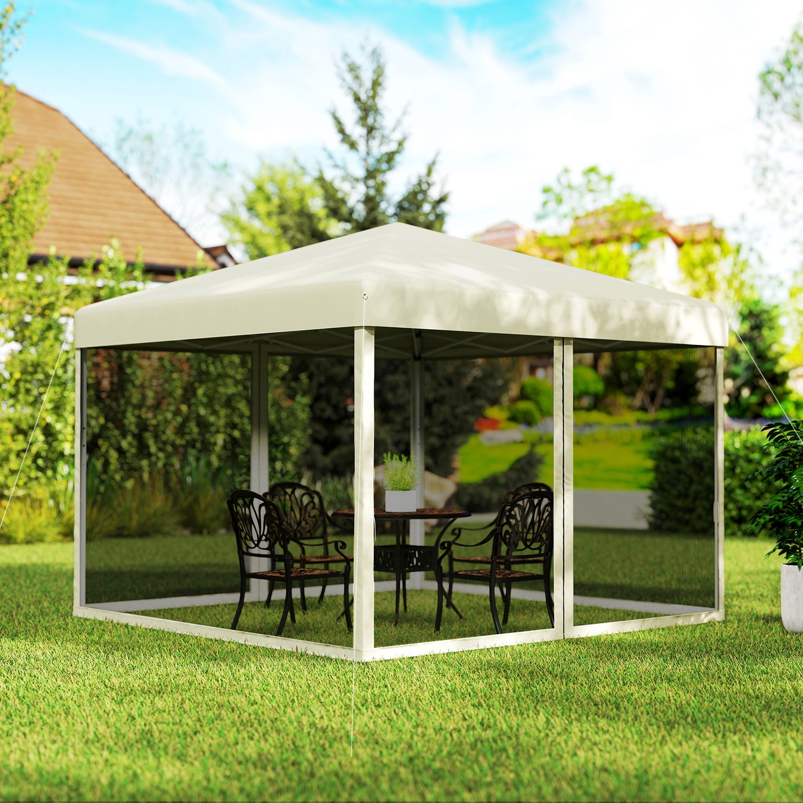 3 x 3m Gazebo Canopy Pop Up Tent Outdoor Garden Party Wedding Shade w/ Netting