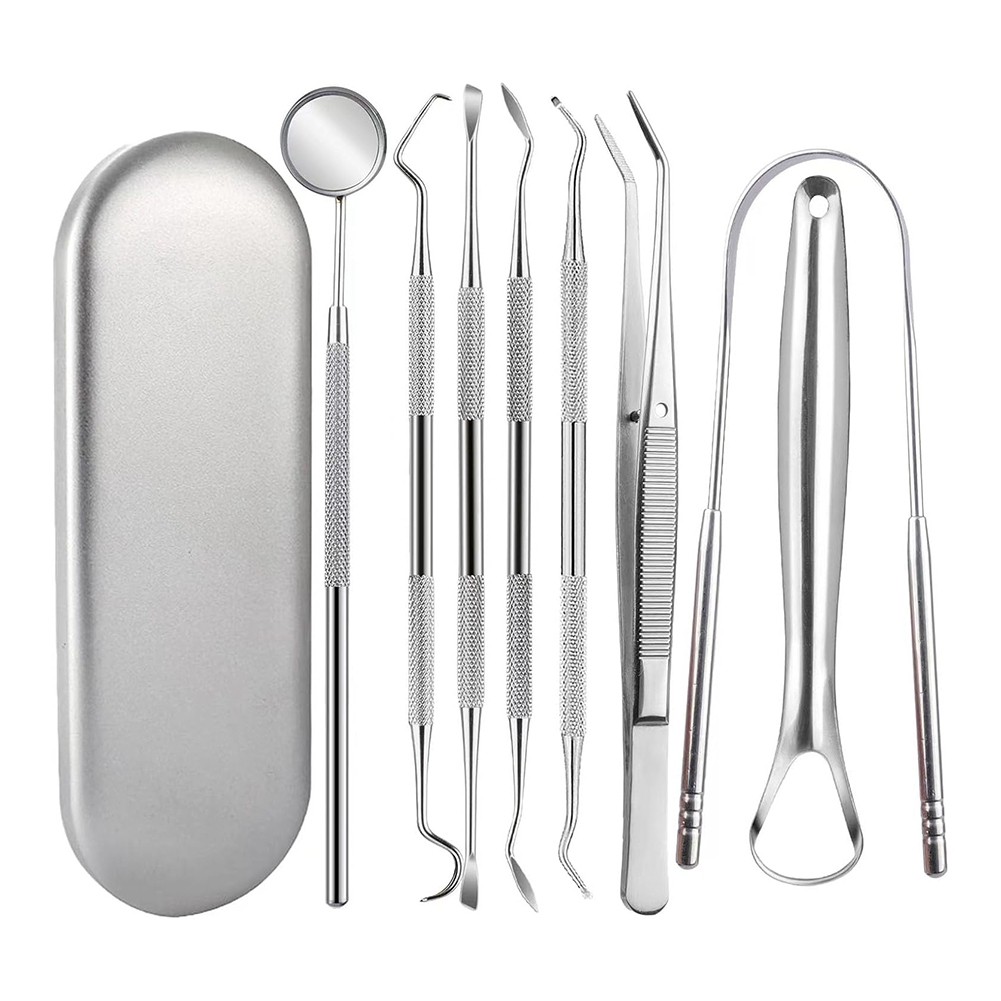 3X(Dental Tools 8-Pack Stainless Steel Dental Care Kit with Dental Scraper9684