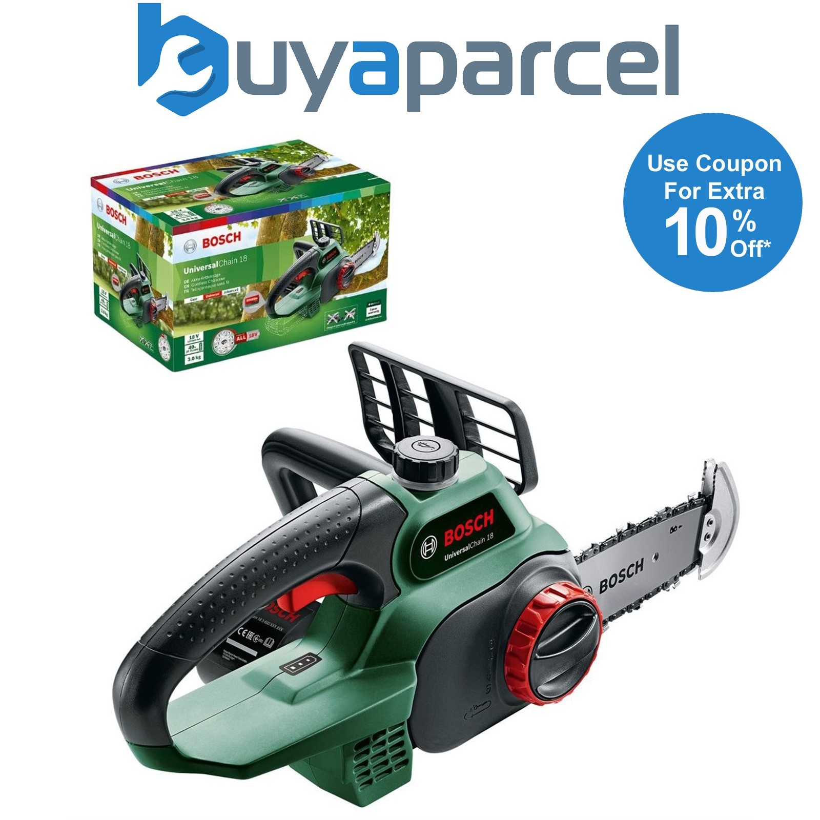 Bosch 18v Cordless Chainsaw 20cm 200mm UniversalChain 18 06008B8001 Bare Unit