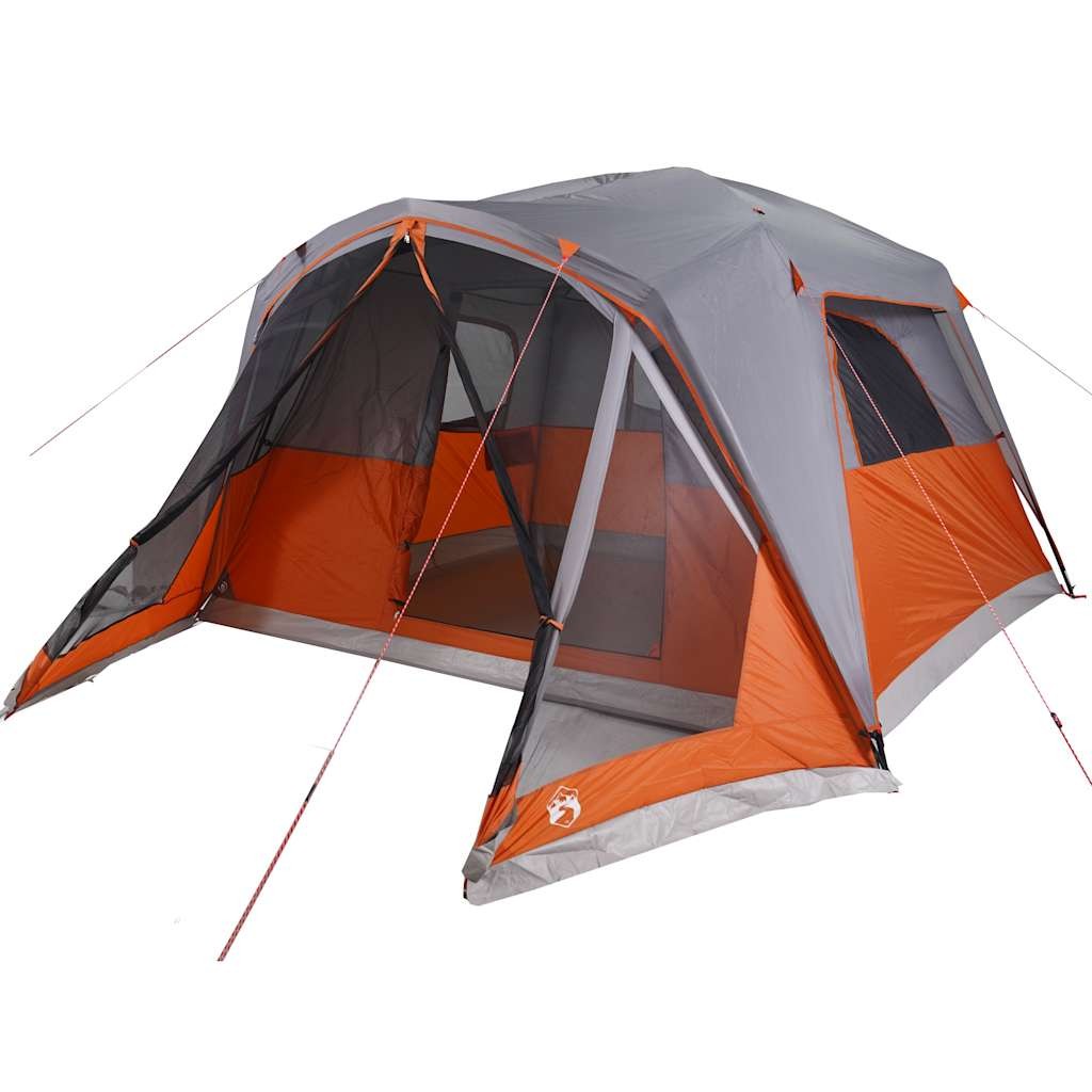 Family Tent with Porch 6-Person Camping Grey and Orange Waterproof vidaXL