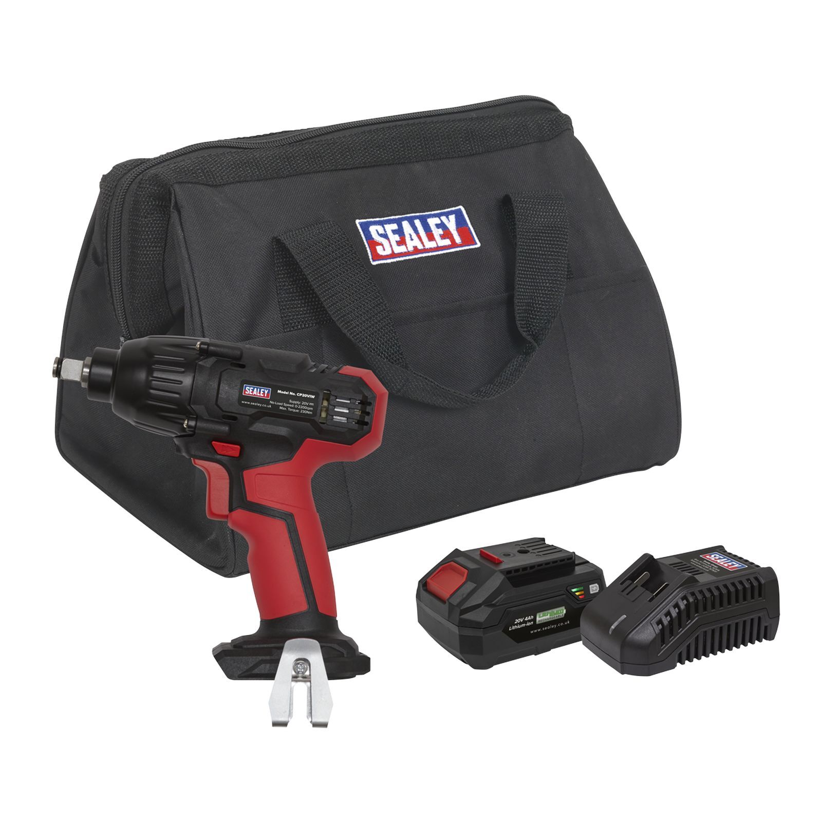 Sealey Impact Wrench Kit 1/2"Sq Drive 230Nm 20V 4Ah Workshop Tool - CP20VIWKIT1