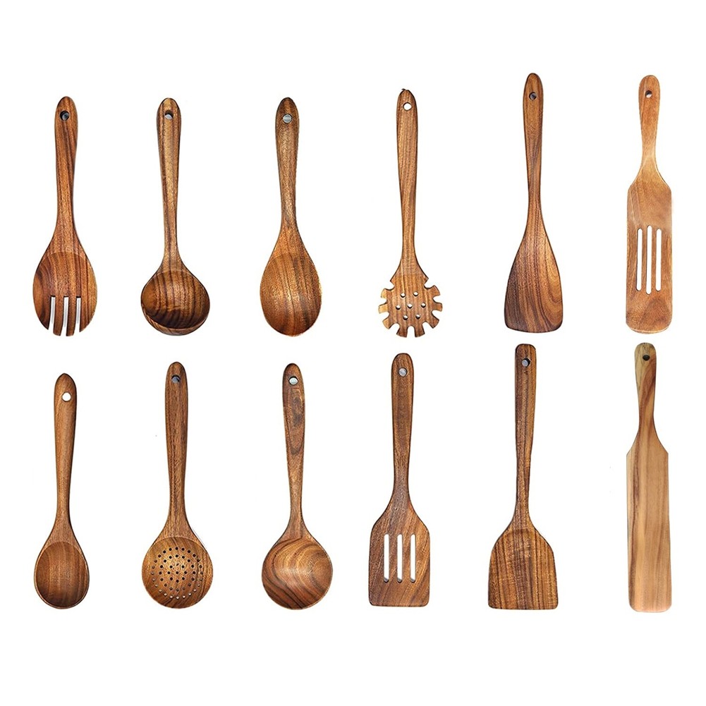 Wooden Spatula Wooden Spoon Frying Spatula Solid Wood High Temperature2595