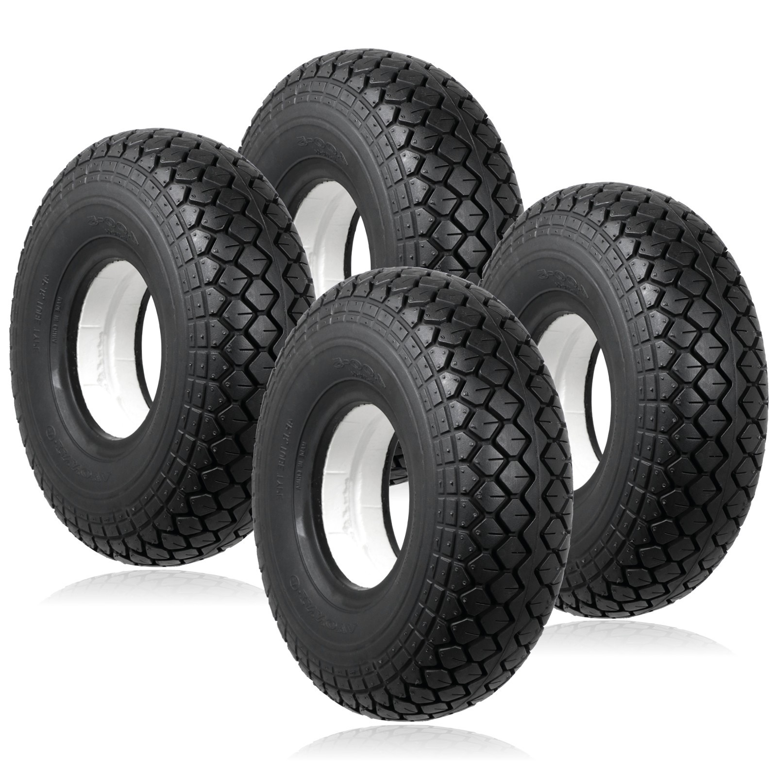 Mobility Scooter Tyre 4.00 x 5 Solid Tread 4.00-5 400x5 Black No Puncture x 4
