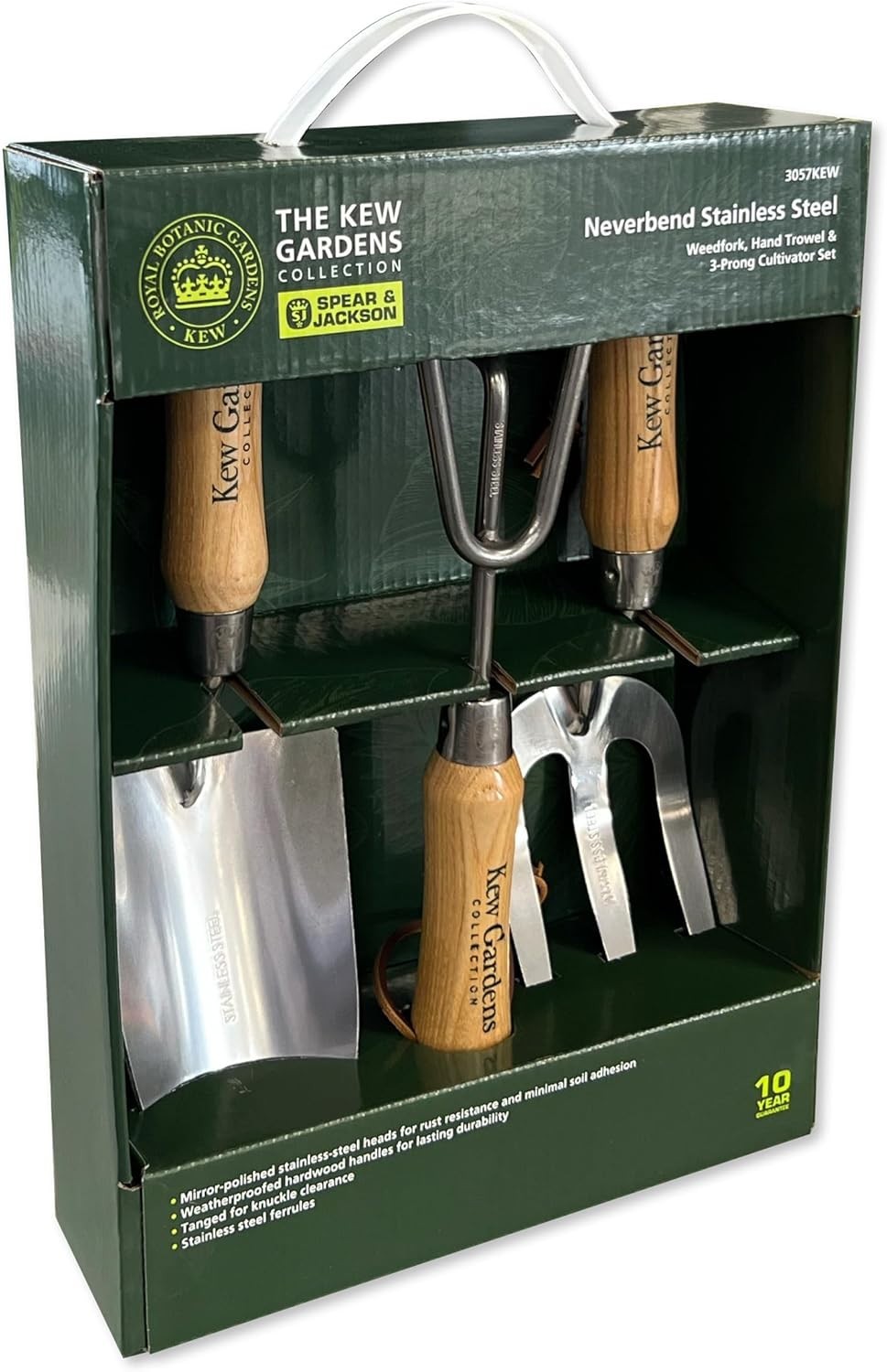 Spear & Jackson Kew Gardens Stainless 3 Piece Trowel, Cultivator & Fork Gift Set