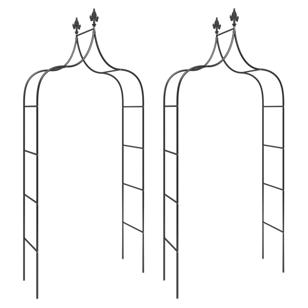 2x Garden Arches Black 120x38x260 cm Steel Rose Arch Pergola Trellis vidaXL