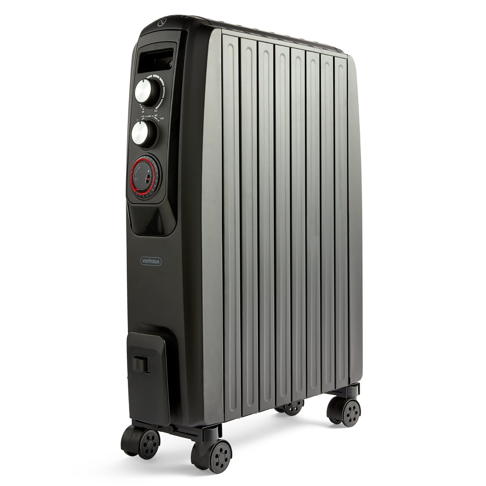 VonHaus Oil Filled Radiator 2KW Closed Fin – Electric Heater, Portable, Timer