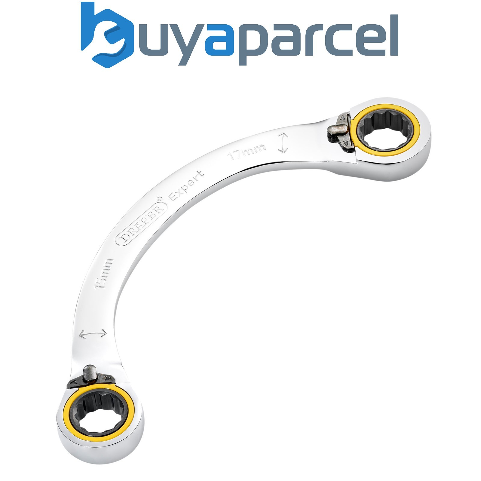 Draper 03936 Draper Expert HI-TORQ Double Ring Ratchet Half Moon Spanner, 15 x 1