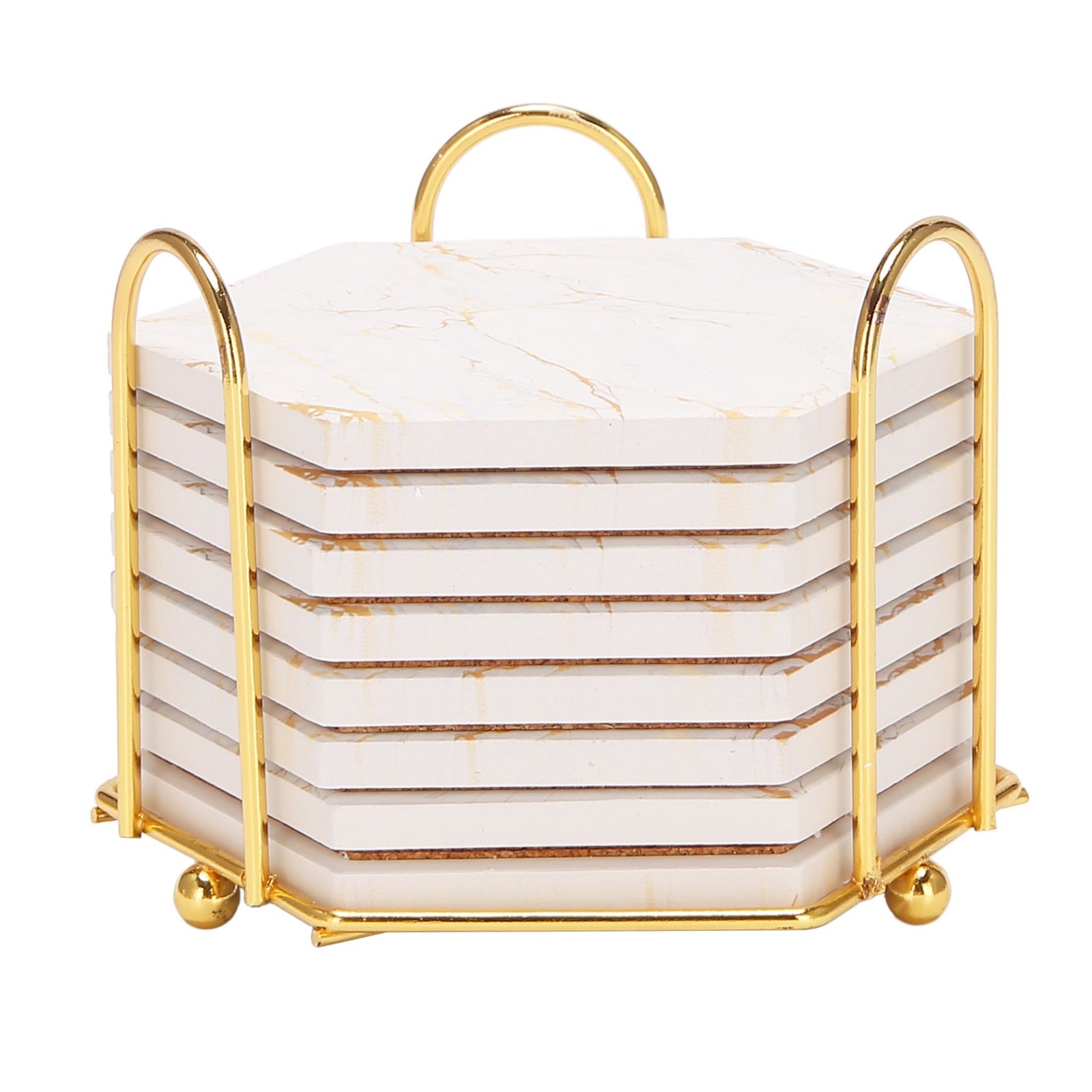 8 PC Coasters for Drinks Absorbent with Holder Marble Ceramic Coaster Set8693