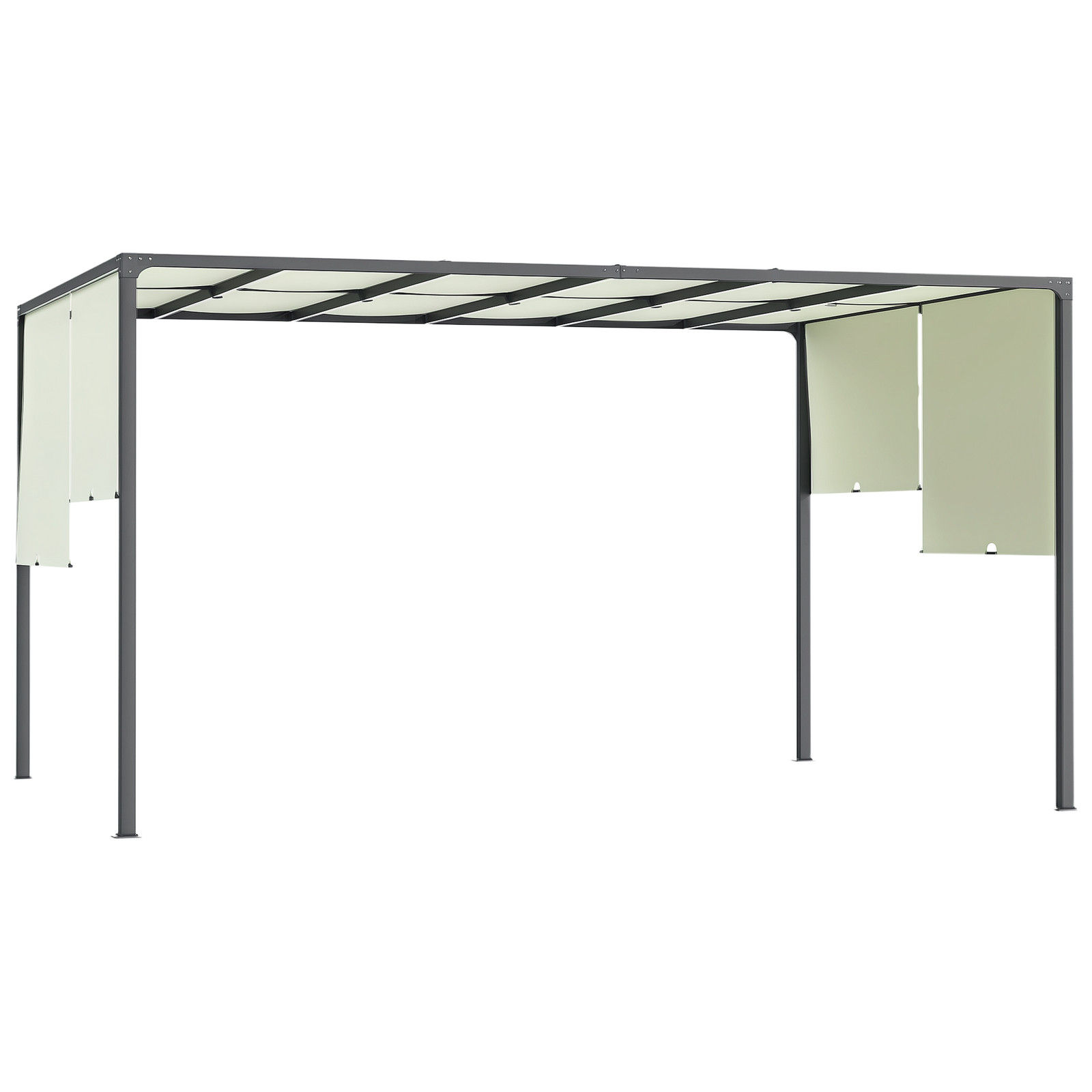 Outsunny 3 x 4m utdoor Garden Pergola with LED Lights Cream White