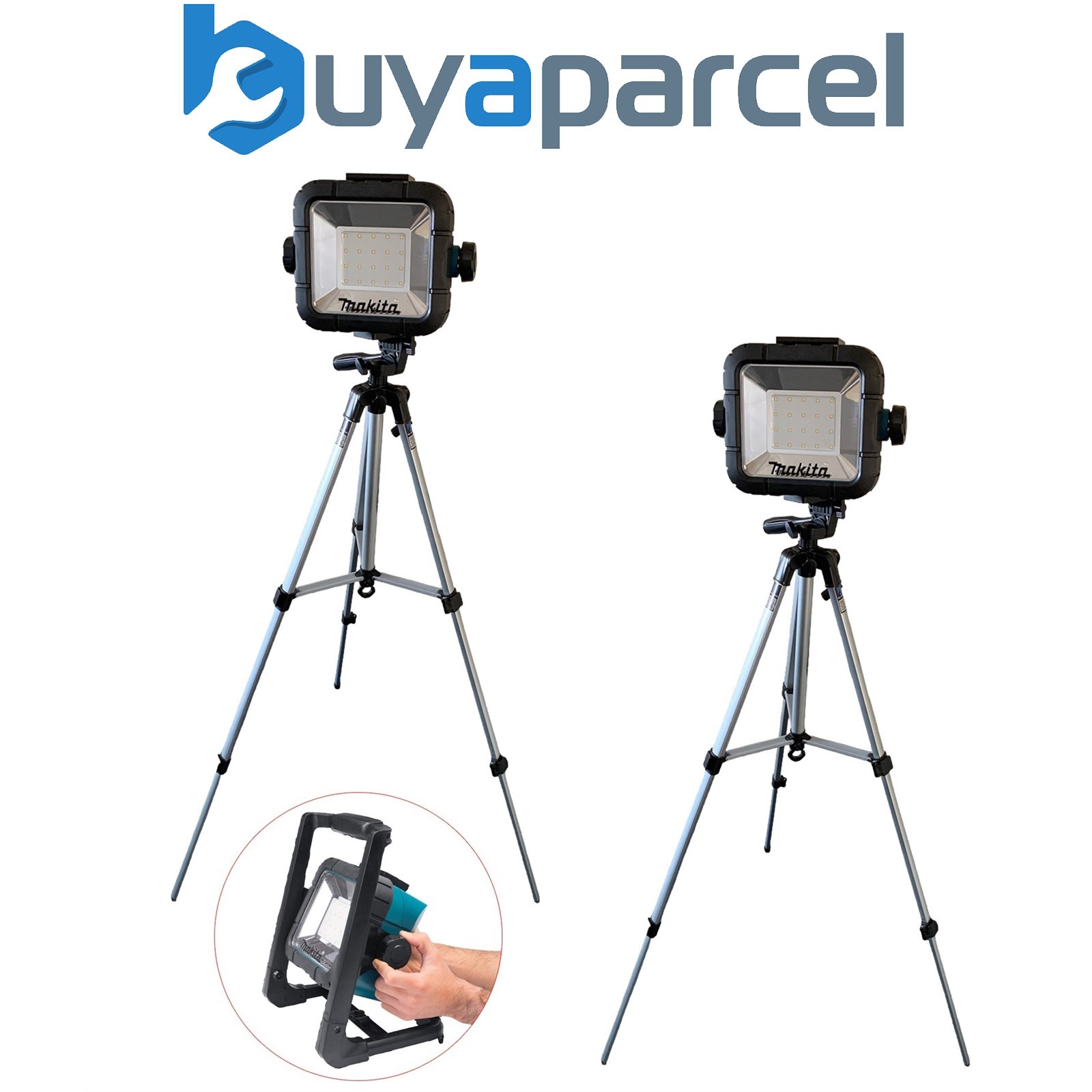 Makita DML805 18v 110v LXT LED Work Light Site Light + Tripod Stand + Bag x 2