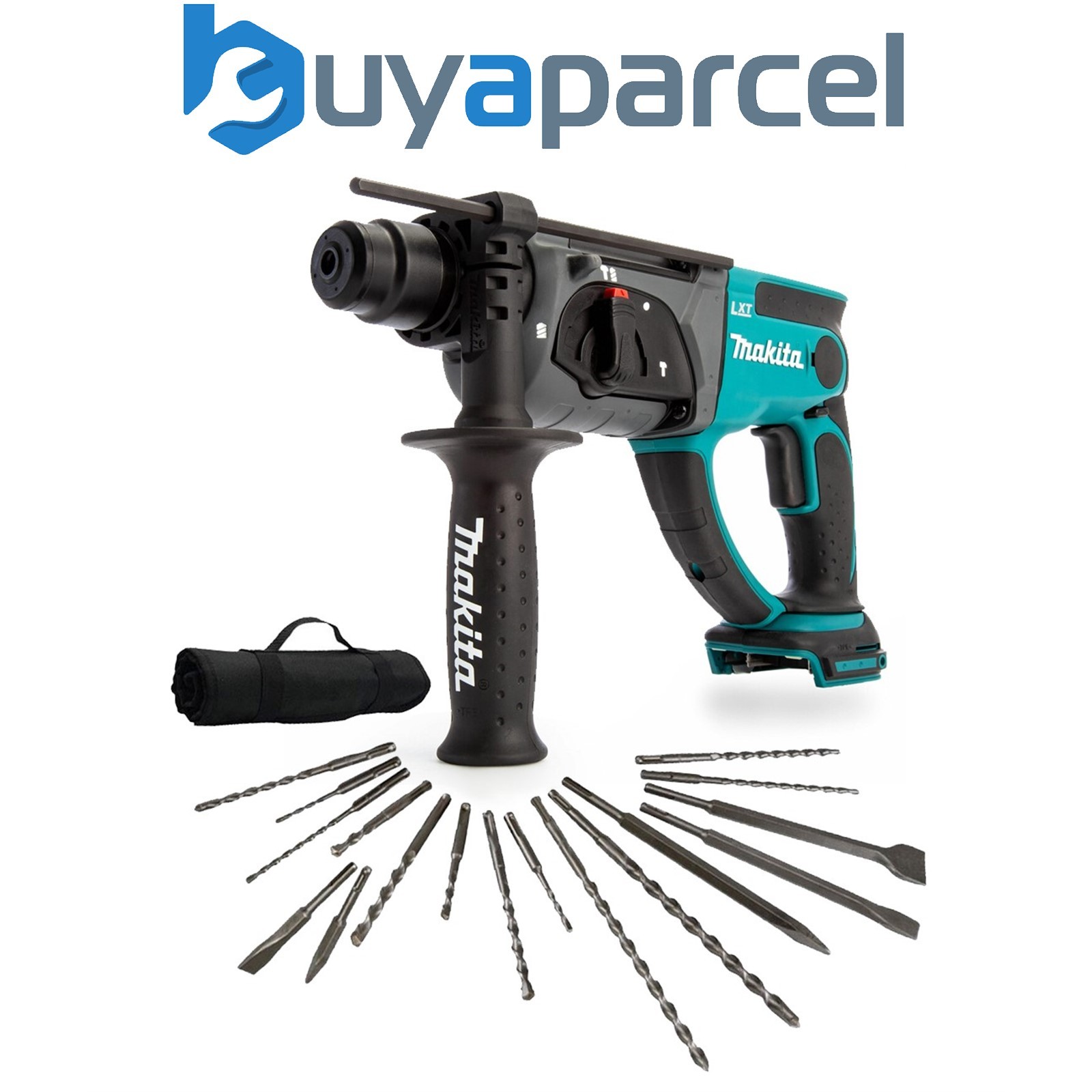 Makita DHR202Z 18V Cordless SDS Rotary Hammer Body 3 Mode 17 Piece Drill Bit Set