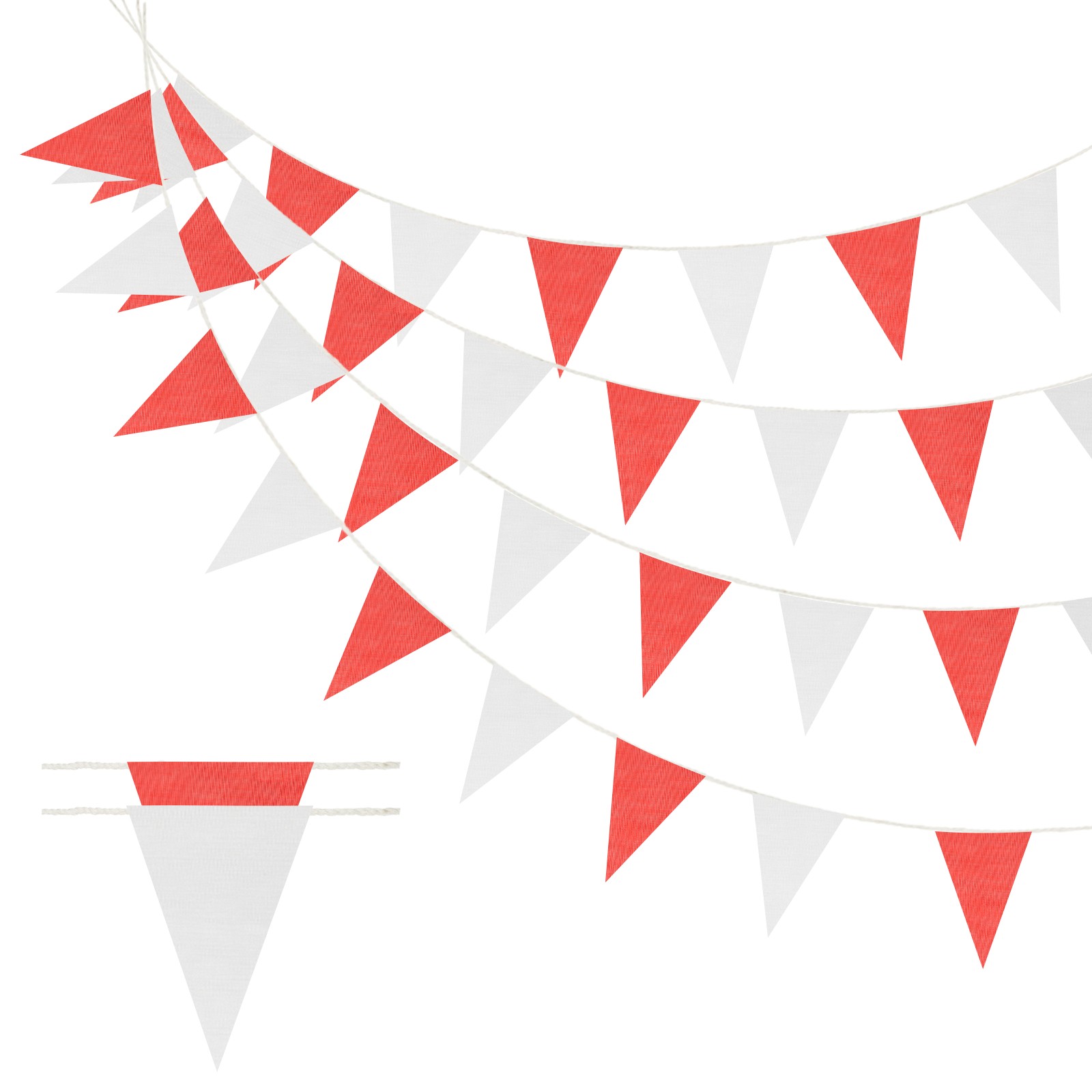 Pennant Banner Flags Triangle with Rope - Medium & 262 ft & 2 Pack & Red/White