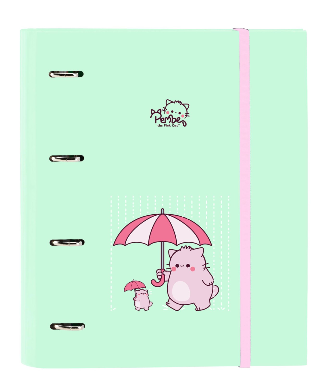 PEMBE The Pink CAT – Folder 4 Rings of 35 cm with 100 A4 Sheets, Ideal for Child