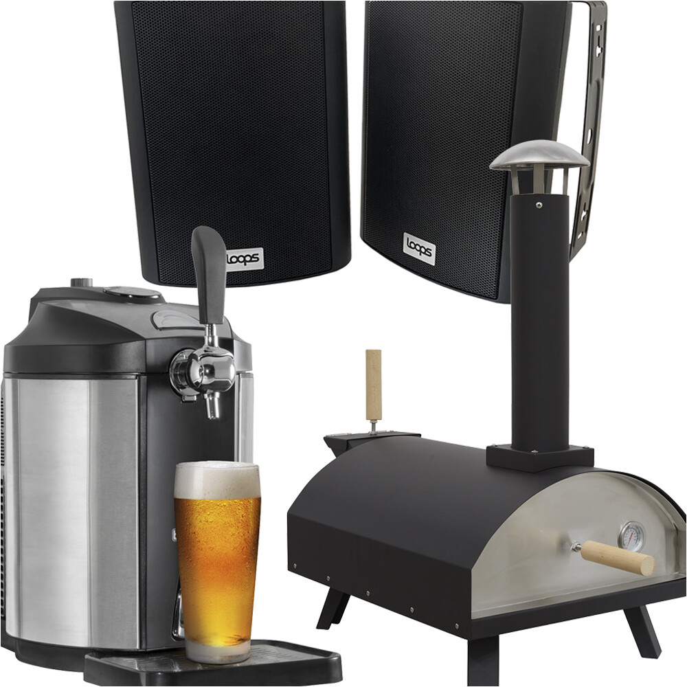 Garden Party Set - Wood Fired Pizza Oven - Beer Dispenser - Outdoor Speaker Kit