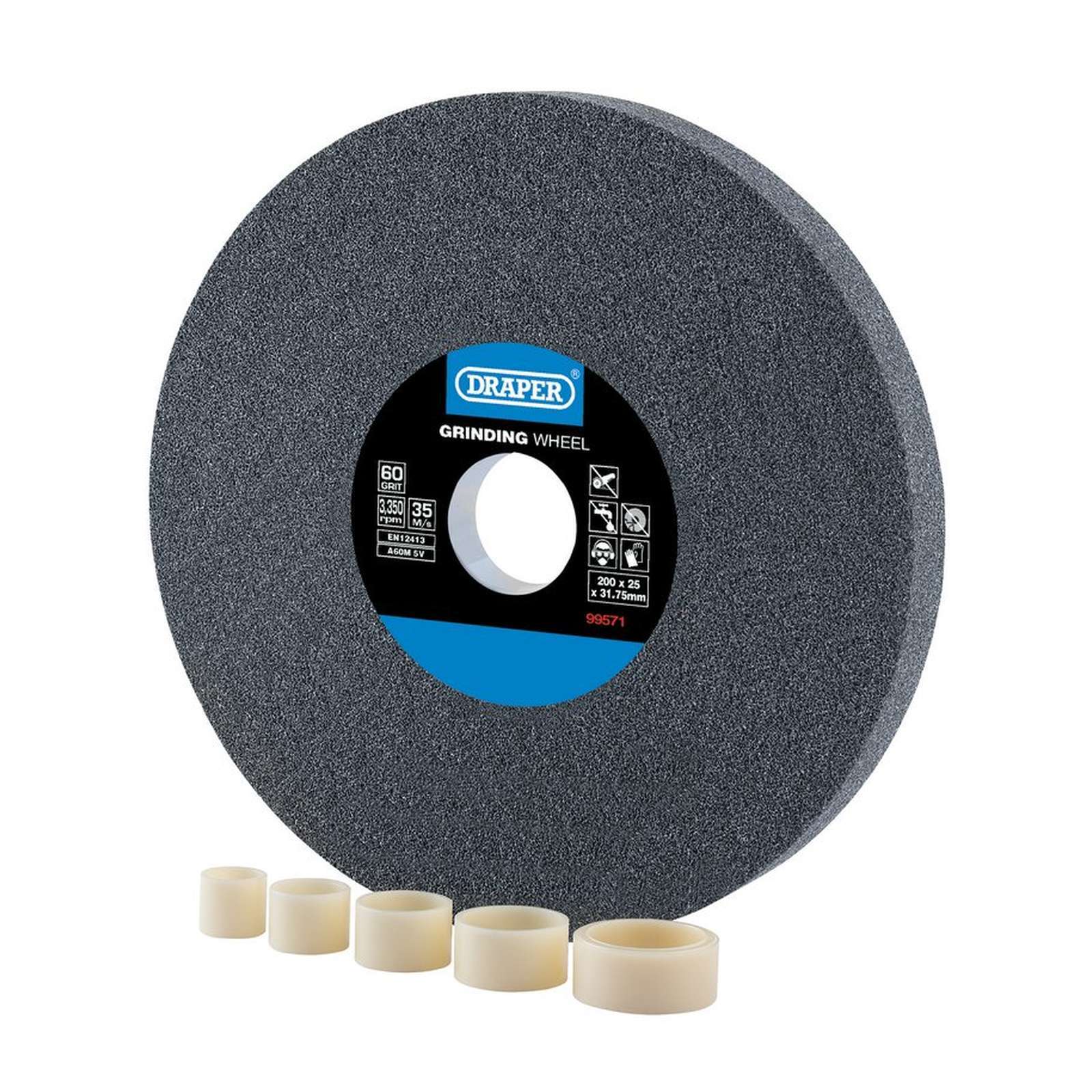 Draper Aluminium Oxide Bench Grinding Wheel 60G (200Mm X 25Mm) - 99571