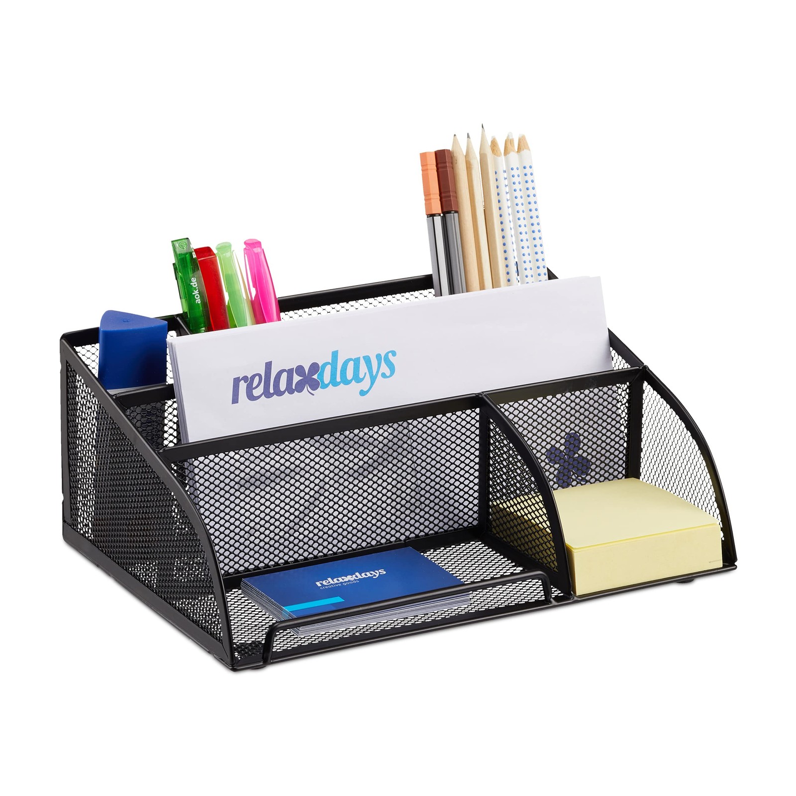 Relaxdays Desk Organizer, Metal, Black, 18 x 25.5 x 10.5 cm 18 x 25.5 x 10.5 cm