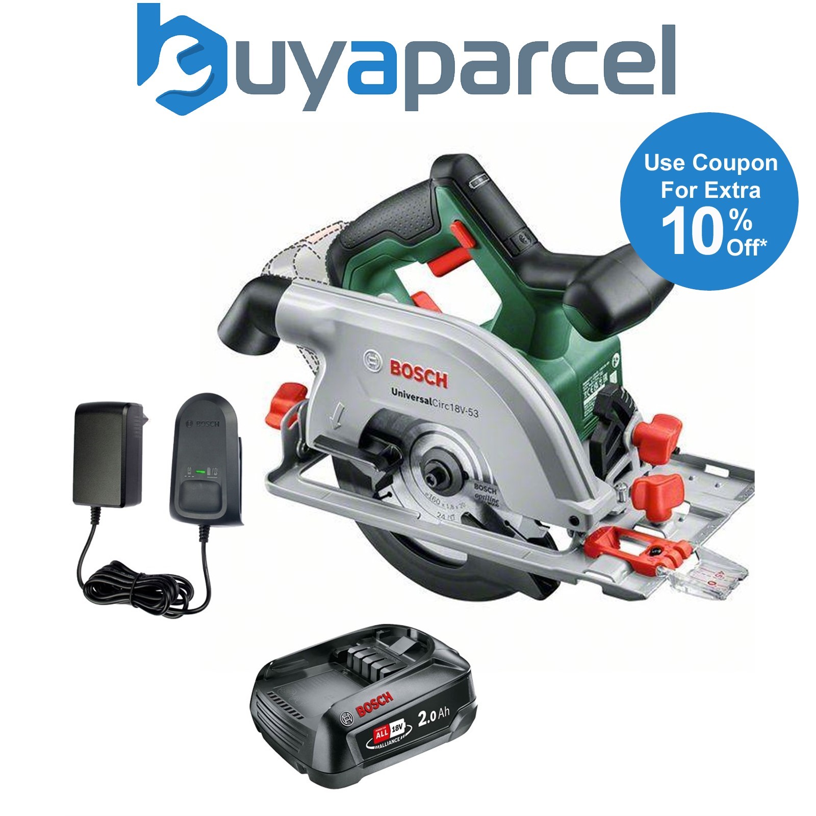 Bosch UniversalCirc 18v 18V-53 Cordless Circular Saw 160mm 1 x 2.0Ah Battery