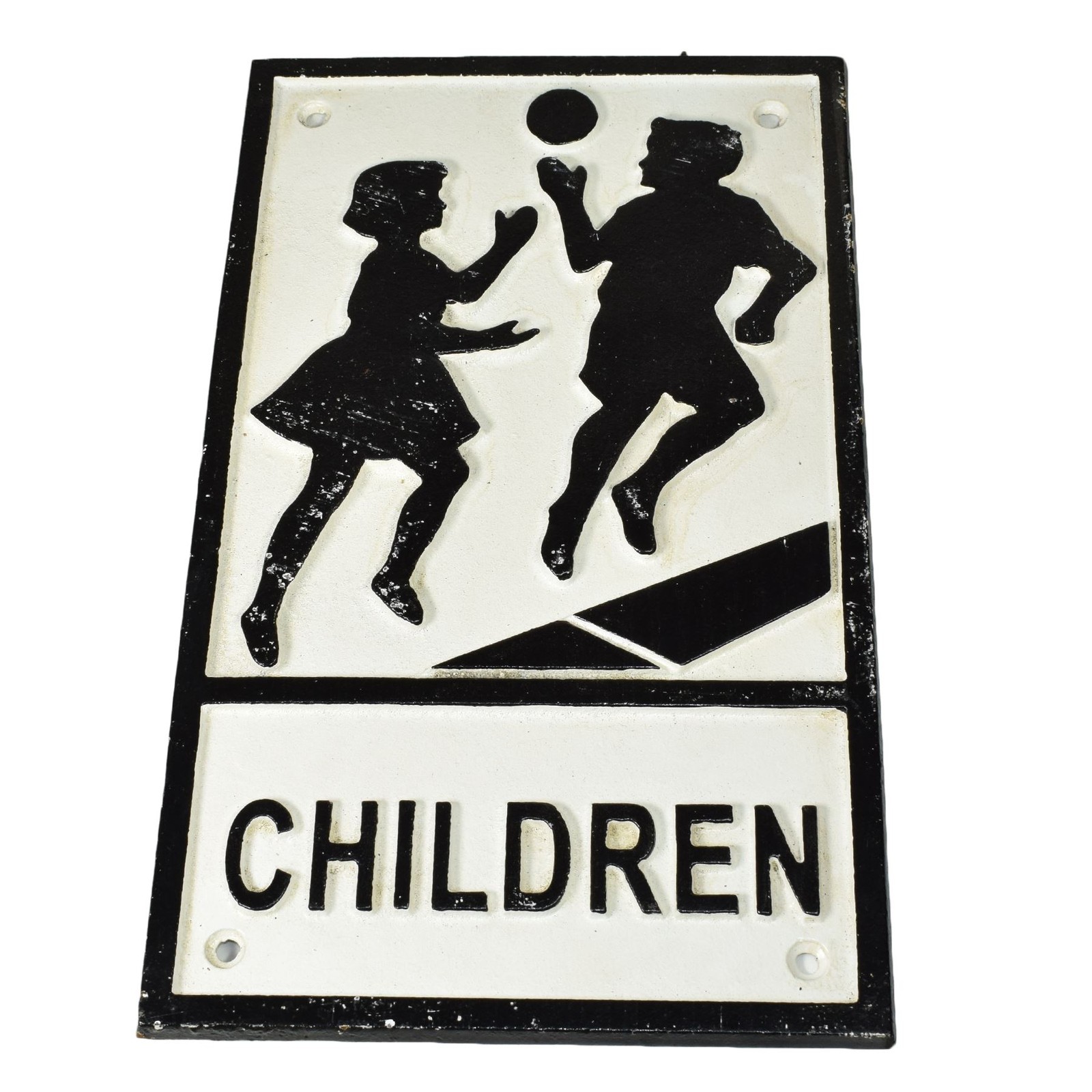 Children" Playing Cast Iron Sign Plaque Door Wall House Fence Gate Post