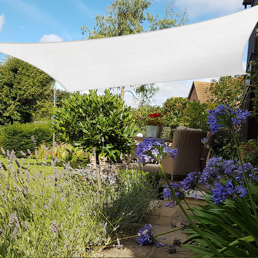 3.6M Sun Shade Sail Outdoor Garden Patio Awning Cover UV Block Square HDPE White