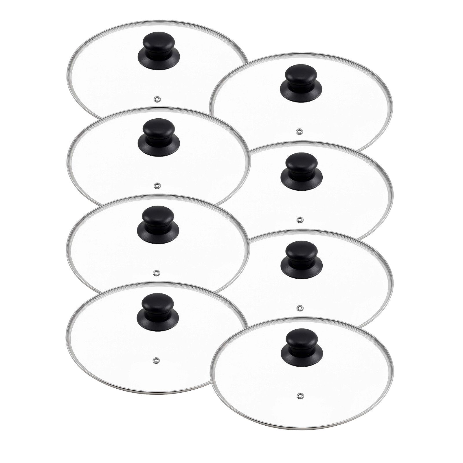 8X Pan Lids 20Cm Glass Lids Pot Lids Heat Resistant Replacement Lids