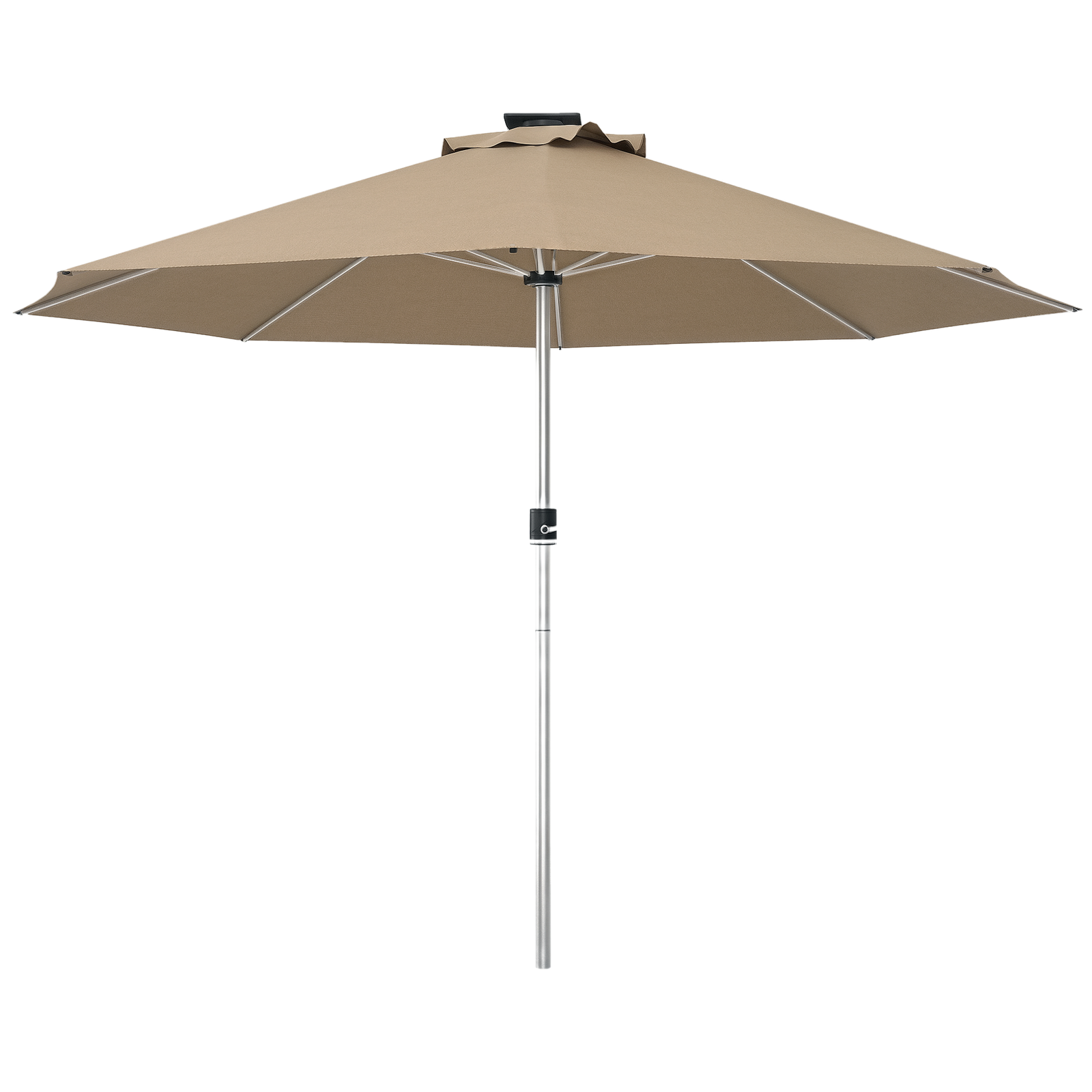Outsunny Solar Patio Garden Parasol with Lights for Outdoor, Khaki