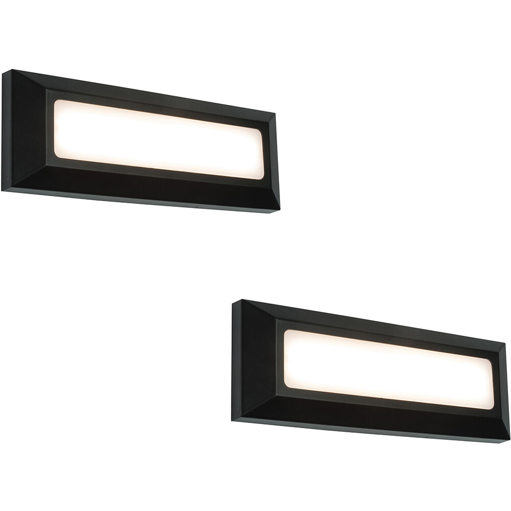 2 PACK Outdoor IP65 Pathway Guide Light - Direct 3W Warm White LED - Black ABS