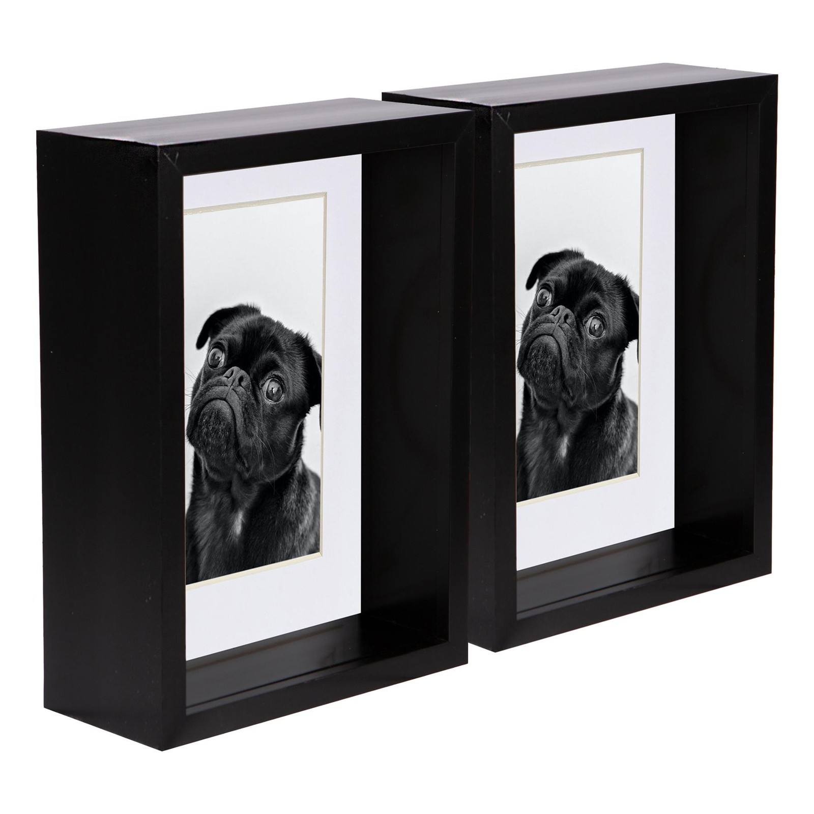 5x Black 5" x 7" 3D Deep Box Photo Frames White 4" x 6" Mount Shadow Picture