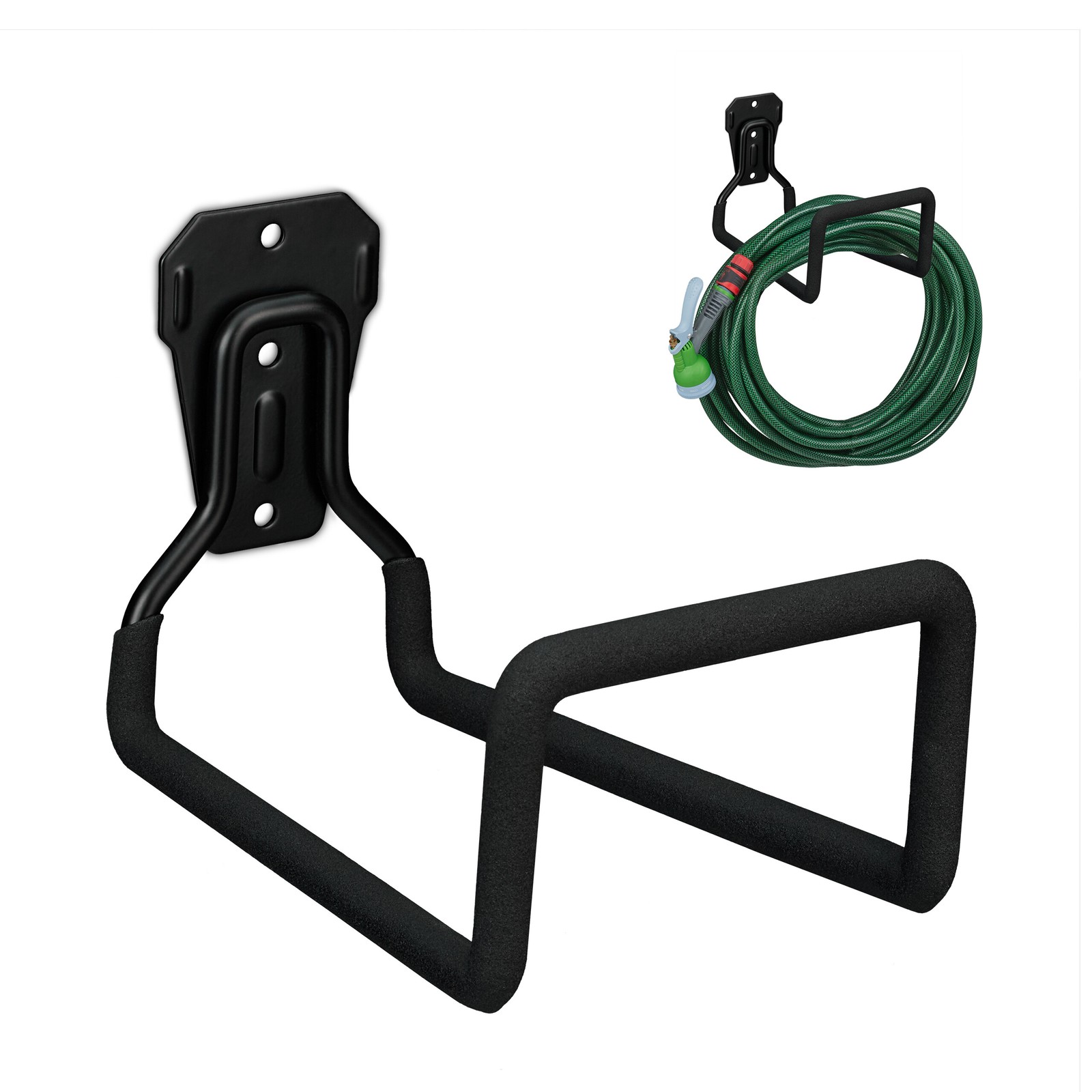 Hose Holder Hosepipe Hanger Bracket Wall Mount Garden Patio Rack Steel Black