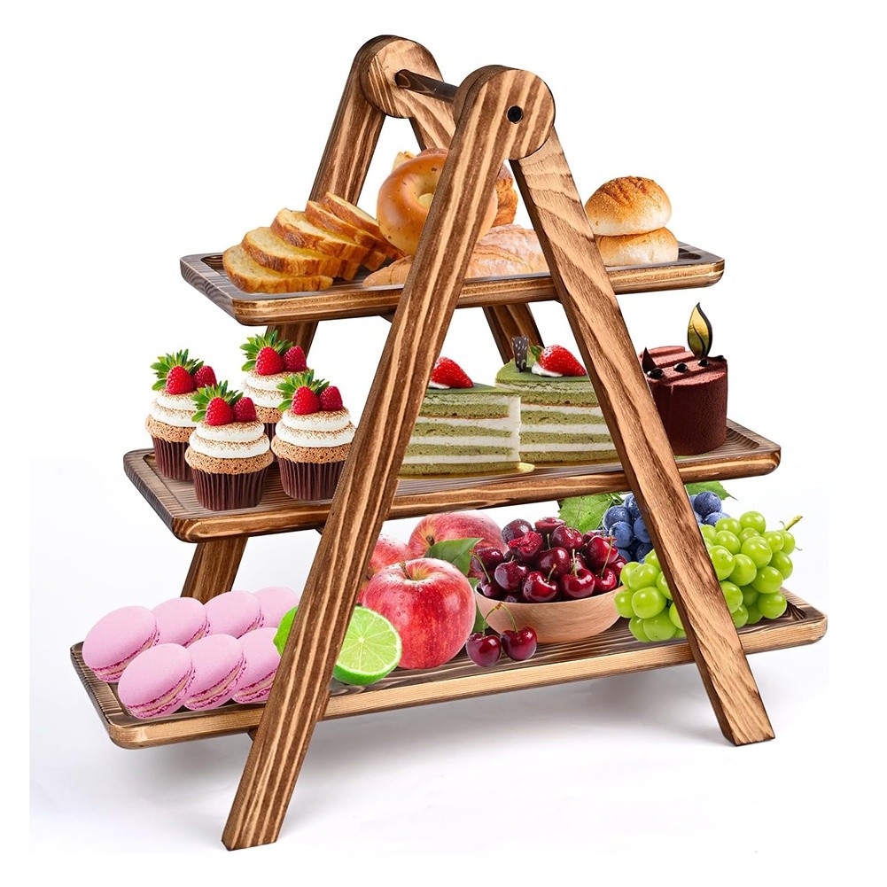 3 Tier Serving Trays Wooden, Cupcake Stand Towers for Dessert Table Display2865