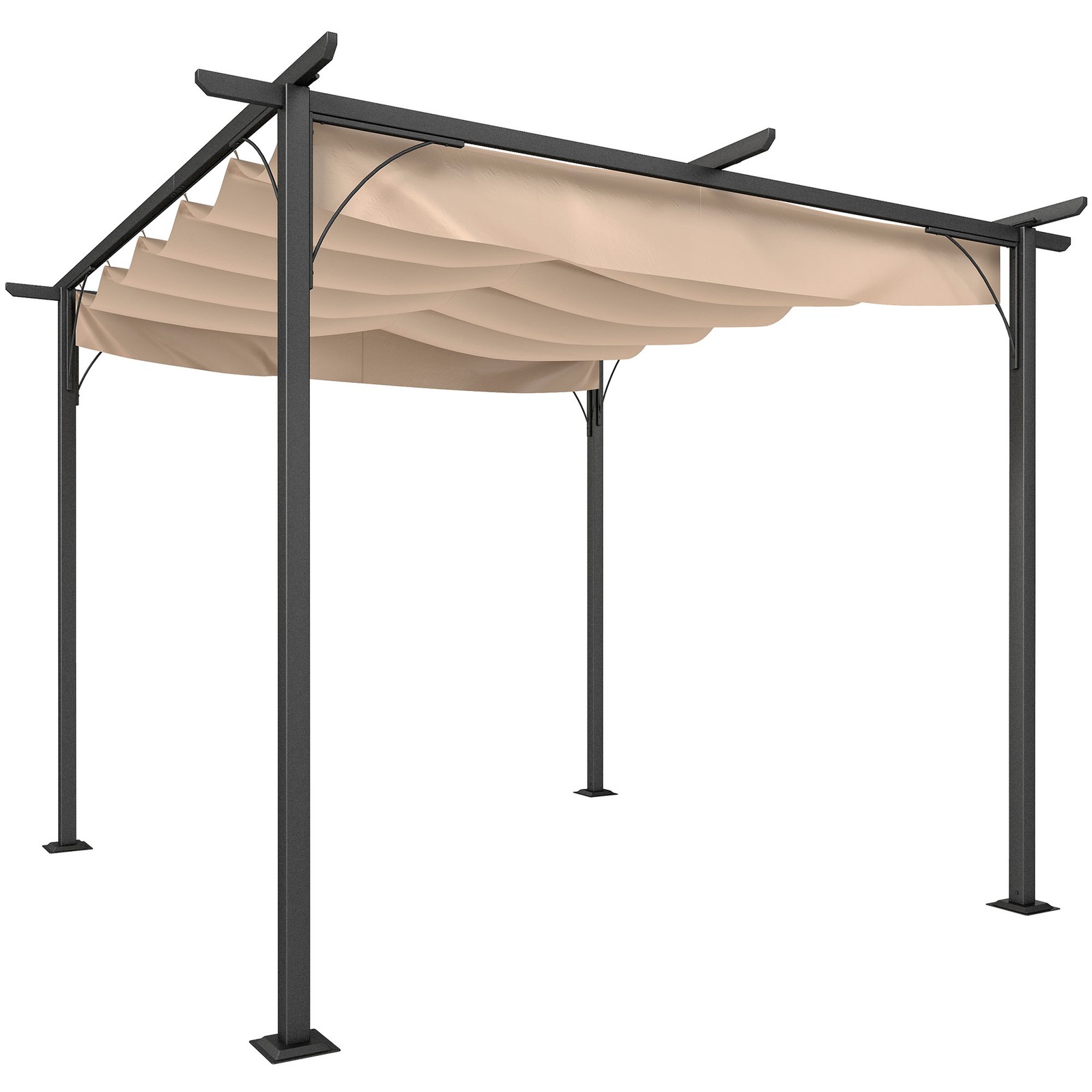 Outsunny 3x3m Outdoor Pergola Metal Gazebo Porch Awning Retractable Canopy