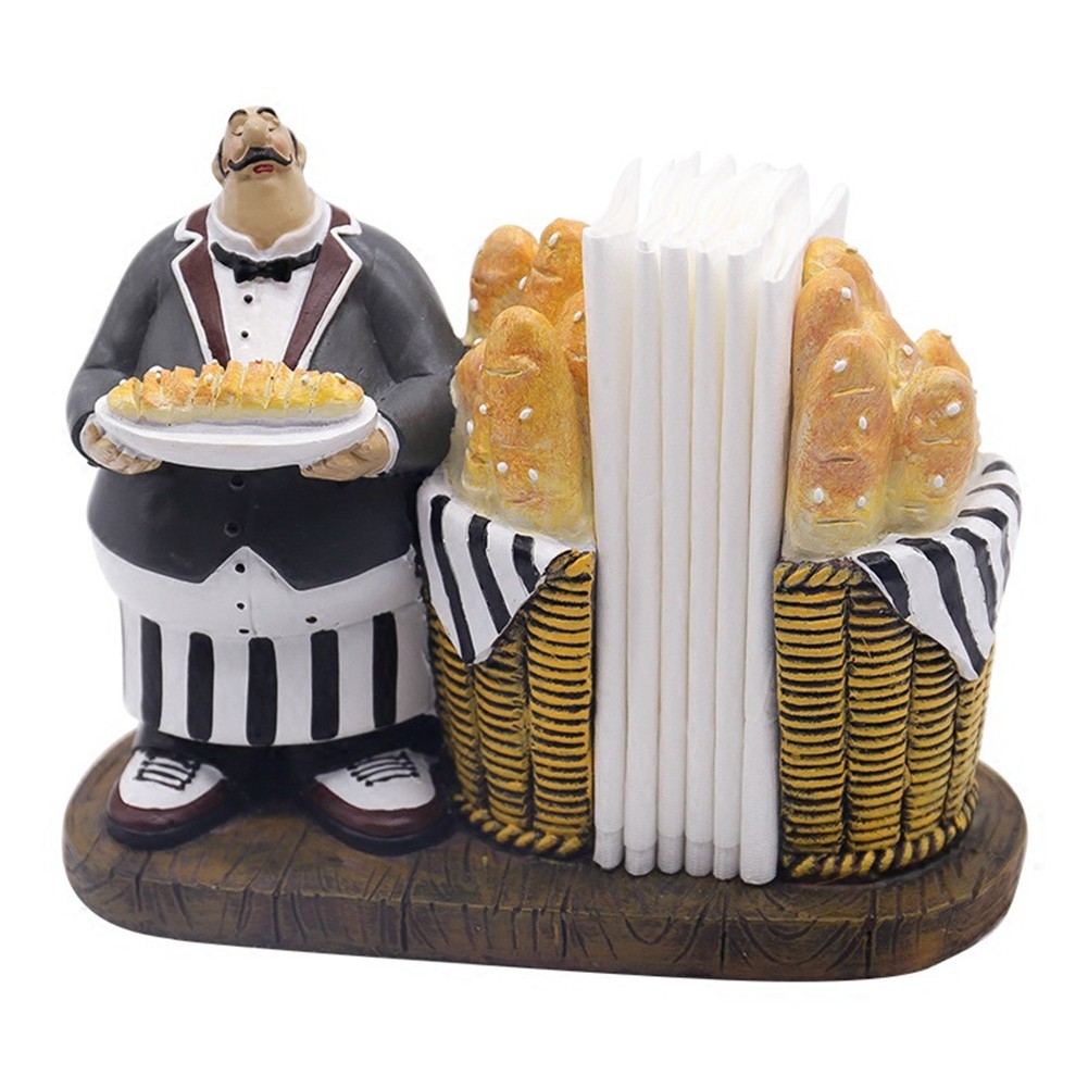 Chef Figurine Napkin Holder Cute Italian Chef Kitchen Bar Decorative Towel4355