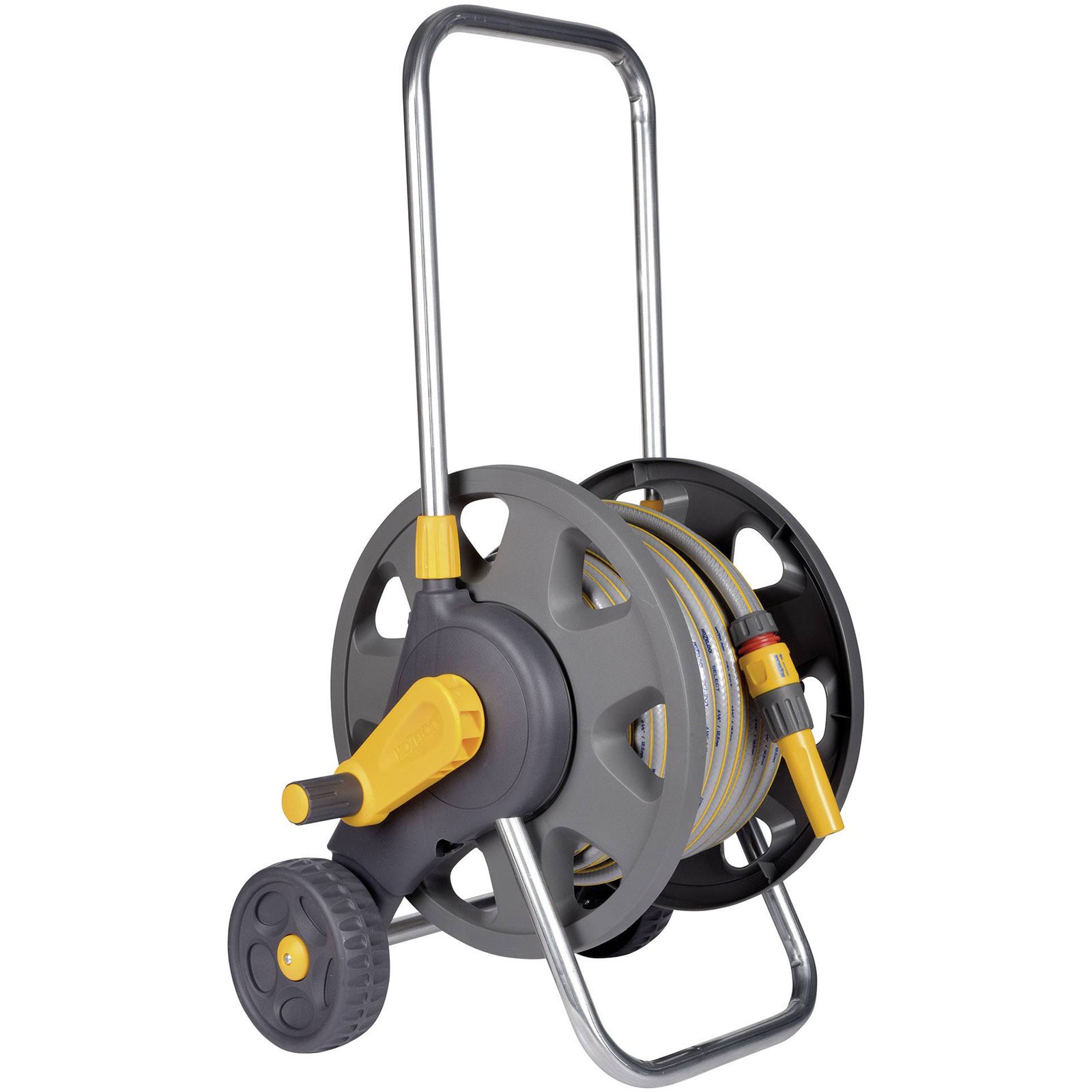 Hozelock Hose Cart 30m Grey/Yellow Telescopic Handle Easy Crank