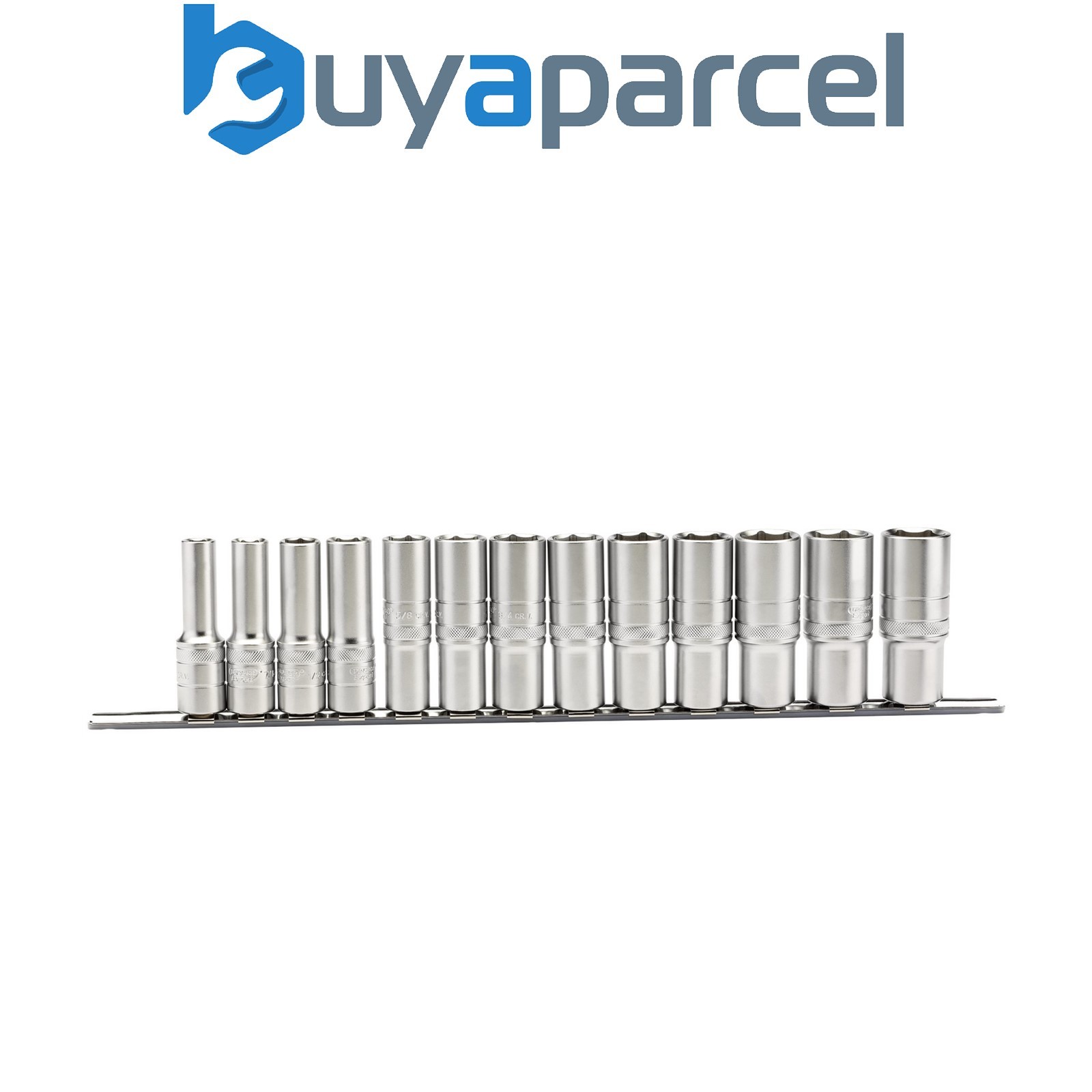 Draper 16500 Draper Expert Imperial Deep Socket on a Metal Rail, 1/2" Sq. Dr. (1