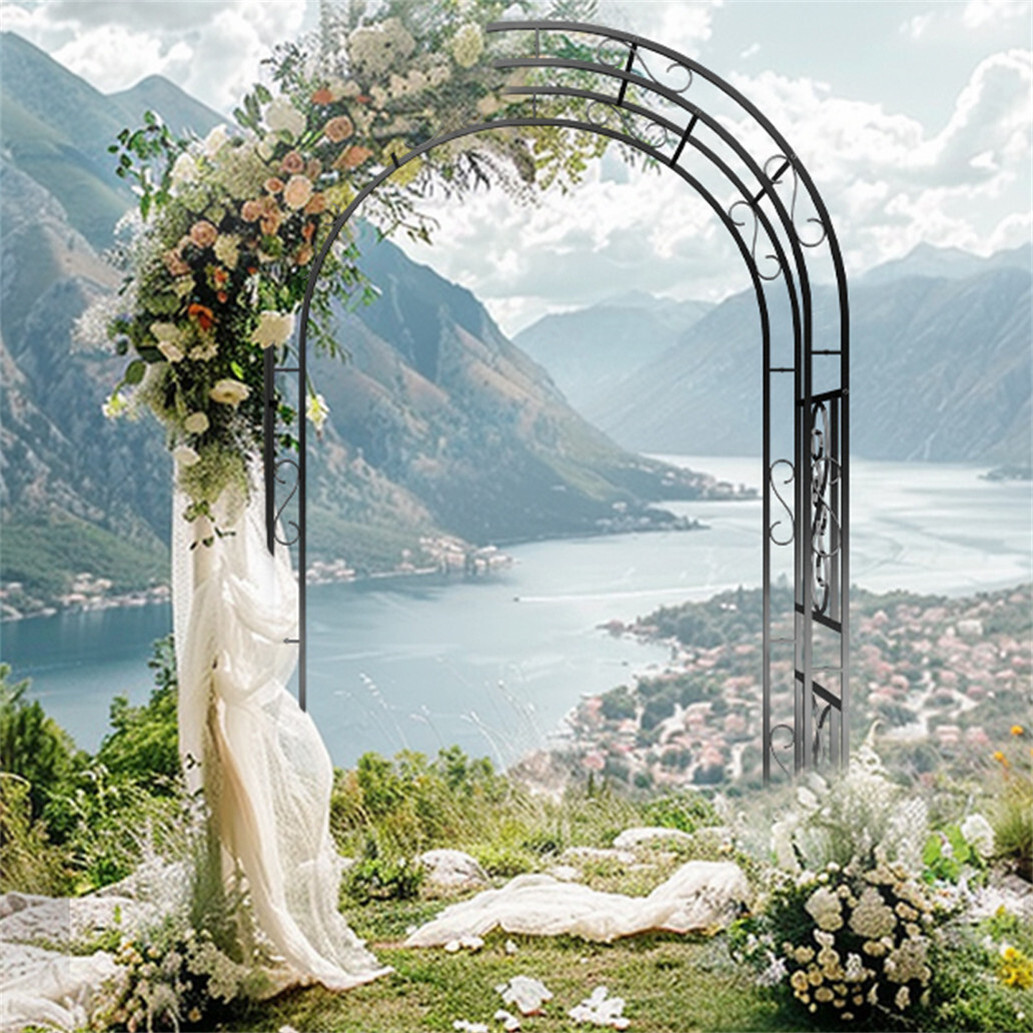 Metal Garden Arch Trellis Tubular Arbour Backdrop Stand Wedding Party Archway