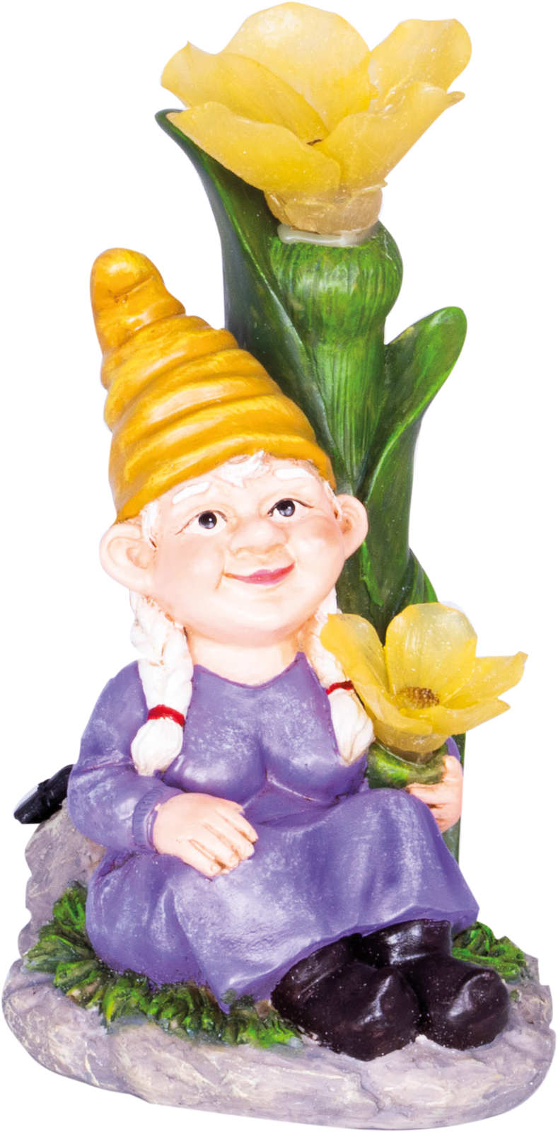Garden Outdoor Solar Powered Light Up Gnome Flower Ornament Decoration Gift