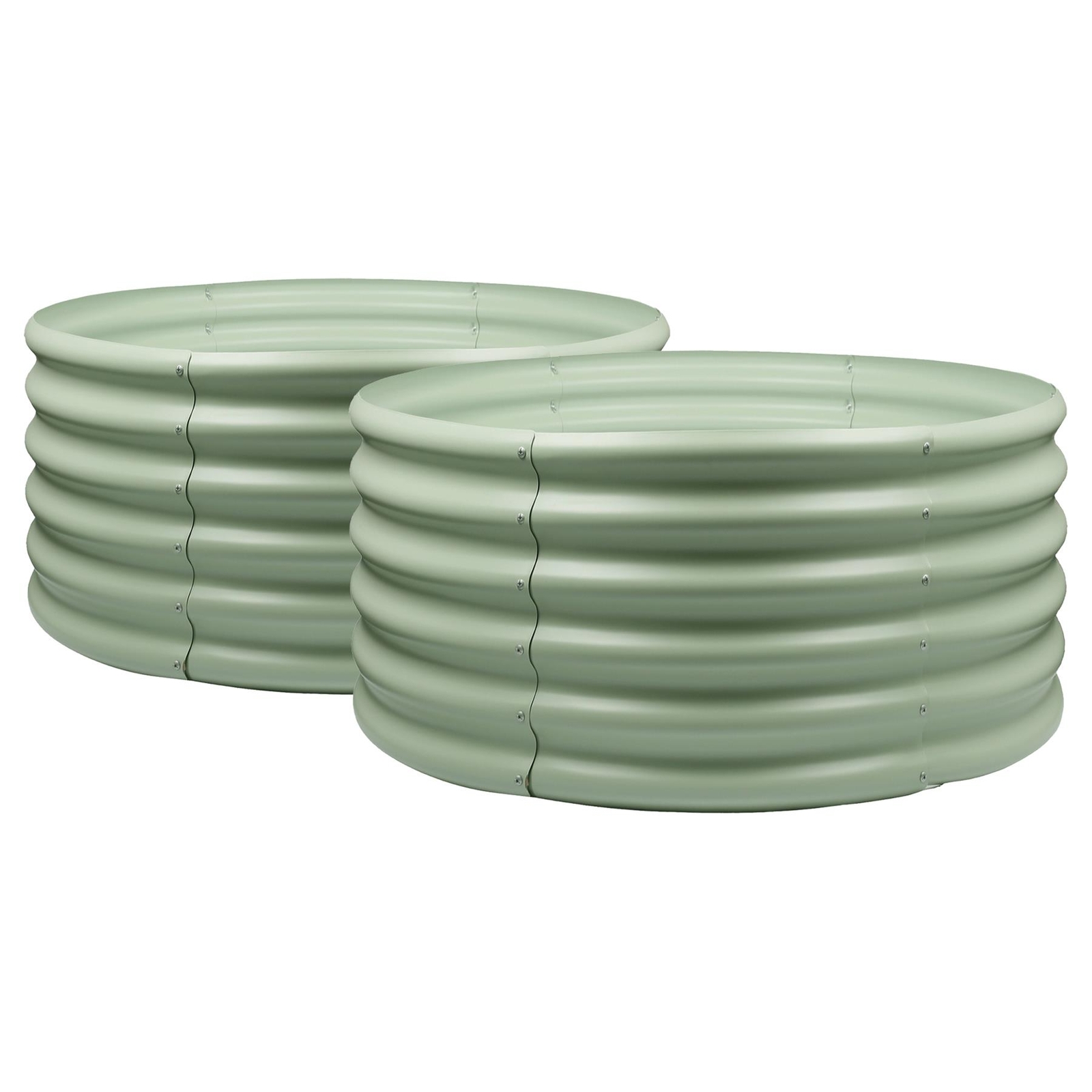 2x Round Raised Garden Beds 90cm x 45cm Green Galvanised Steel Planter Box