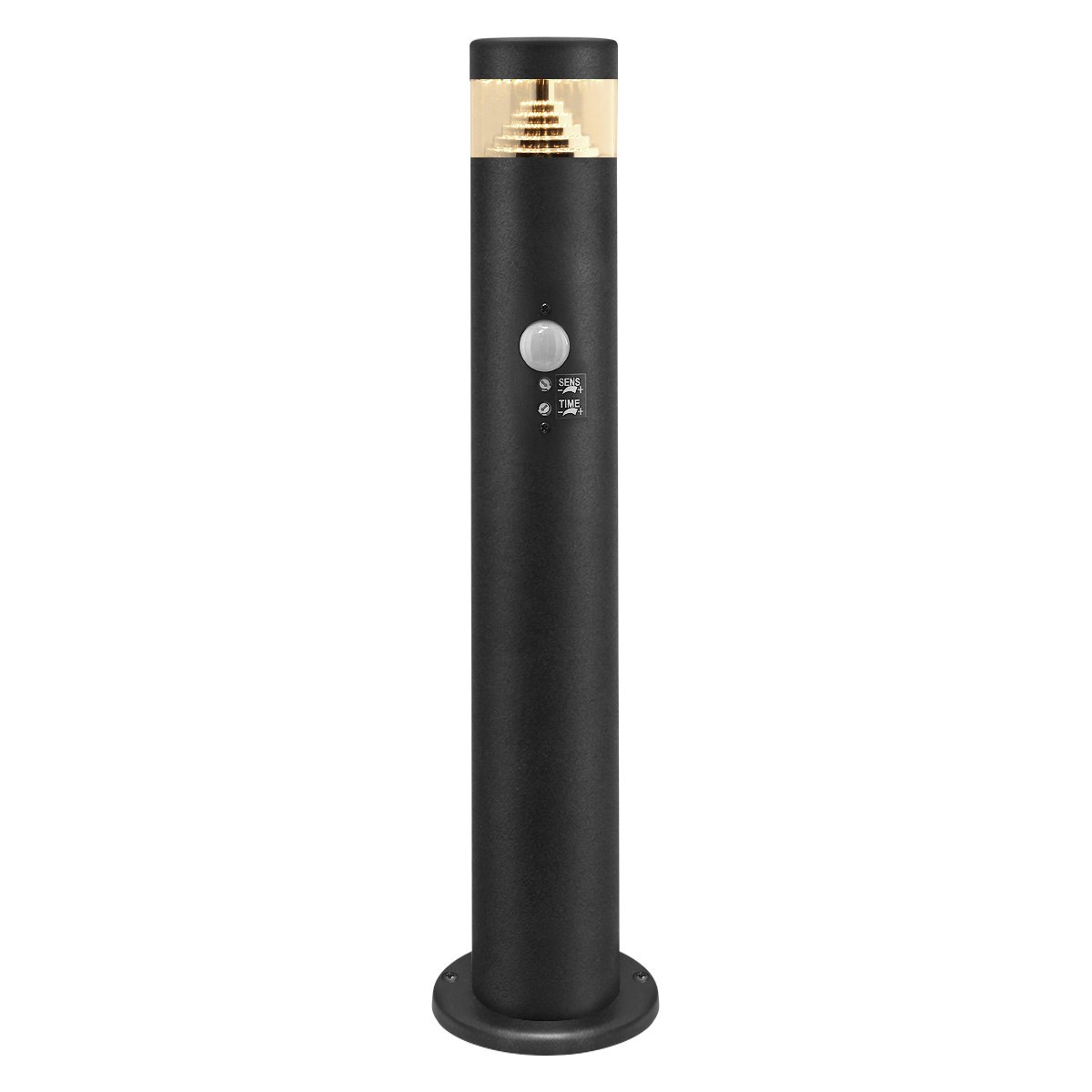 3W LED PIR Sensor Outdoor Bollard Light Black Stainless Steel 3000K IP54 ZLCA03