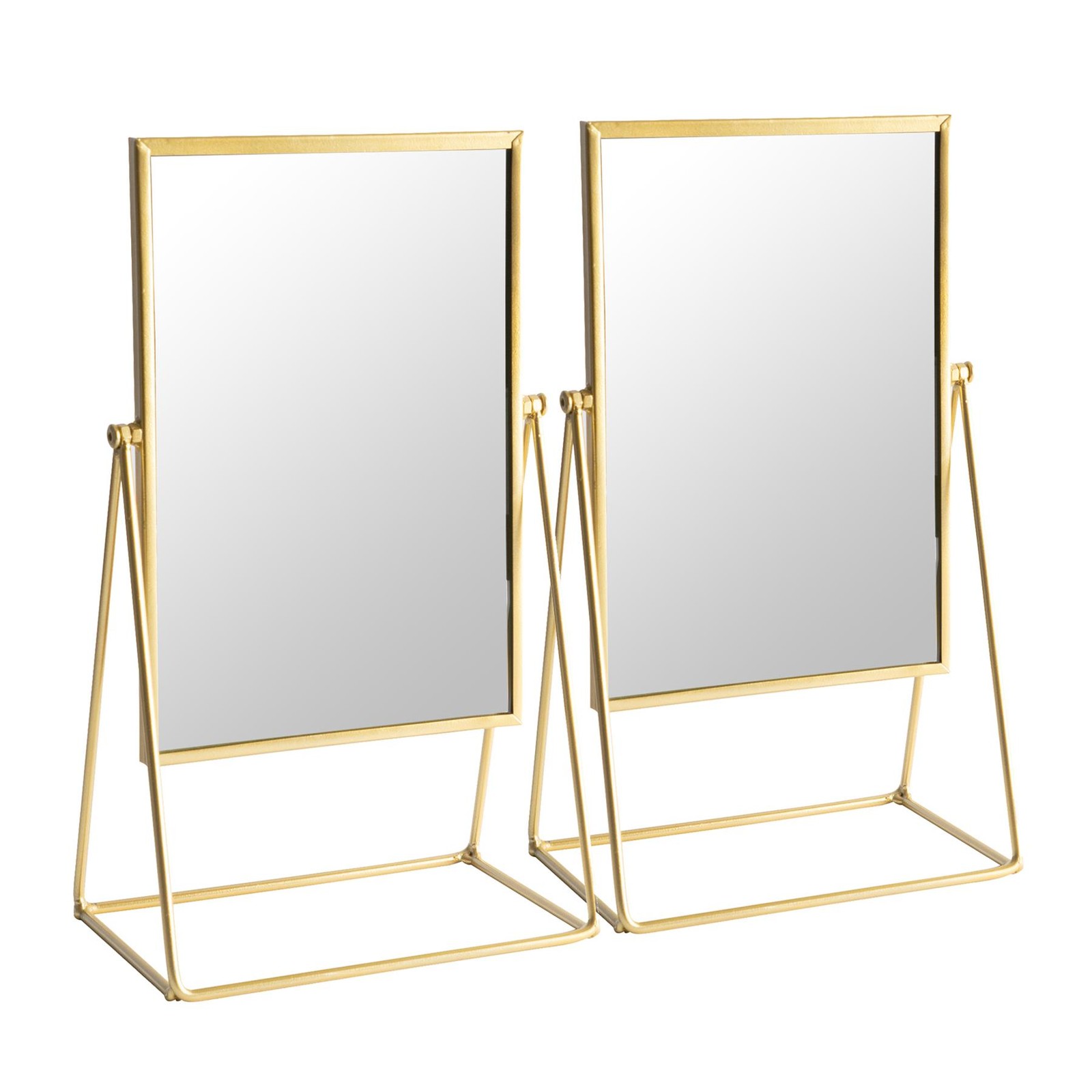2x 22 x 39cm Rectangle Makeup Mirrors Free Standing Dressing Table Vanity Gold