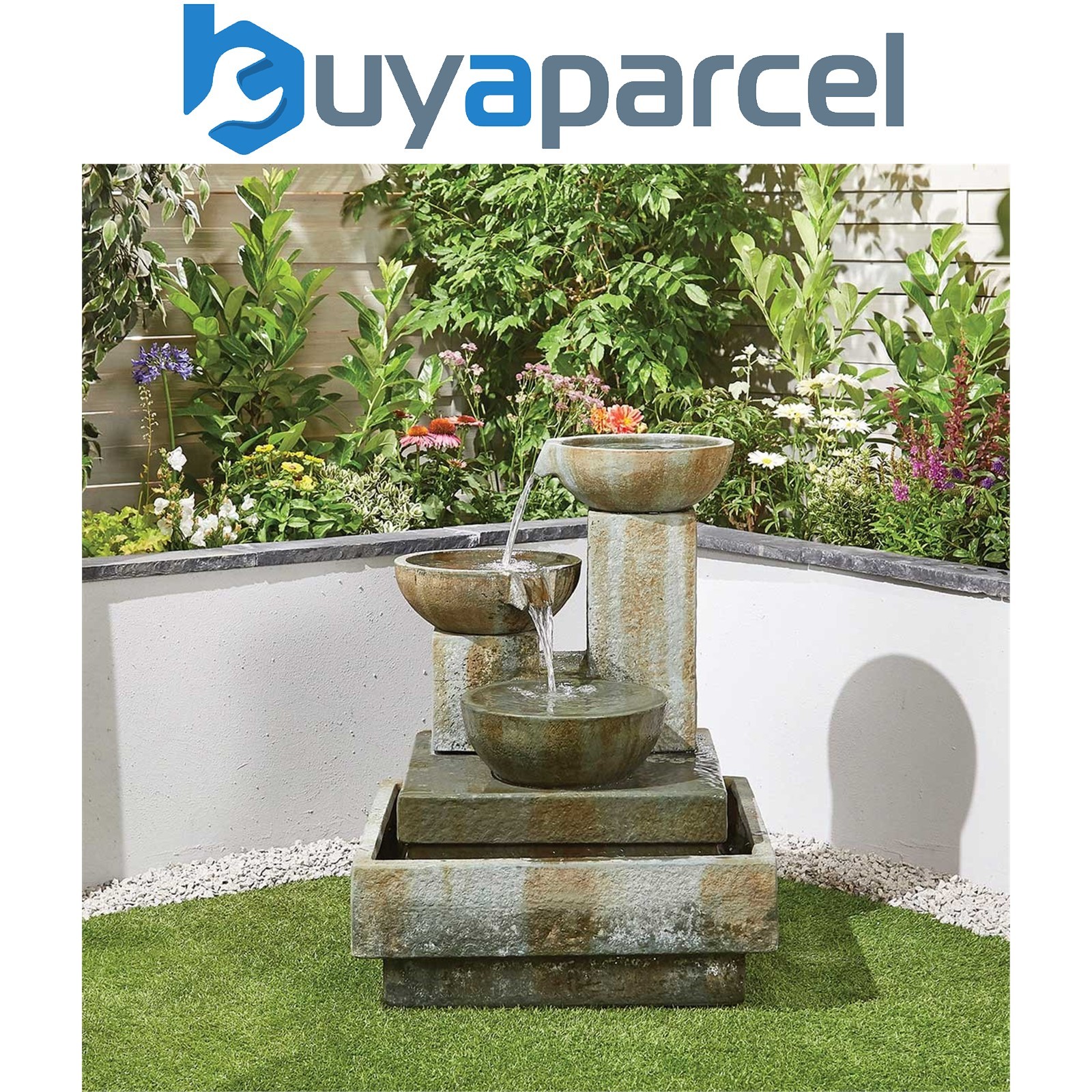 Easy Fountain Impressions Patina Bowls Tiered Garden Water Feature Stone Effect