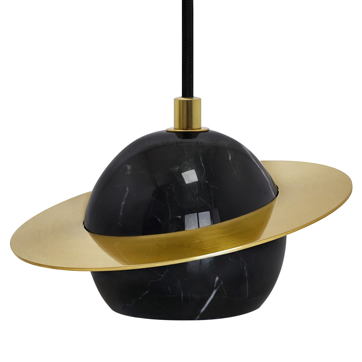 Modern Mini Globe Black Marble Ceiling Pendant Lamp Shade Brass H3071